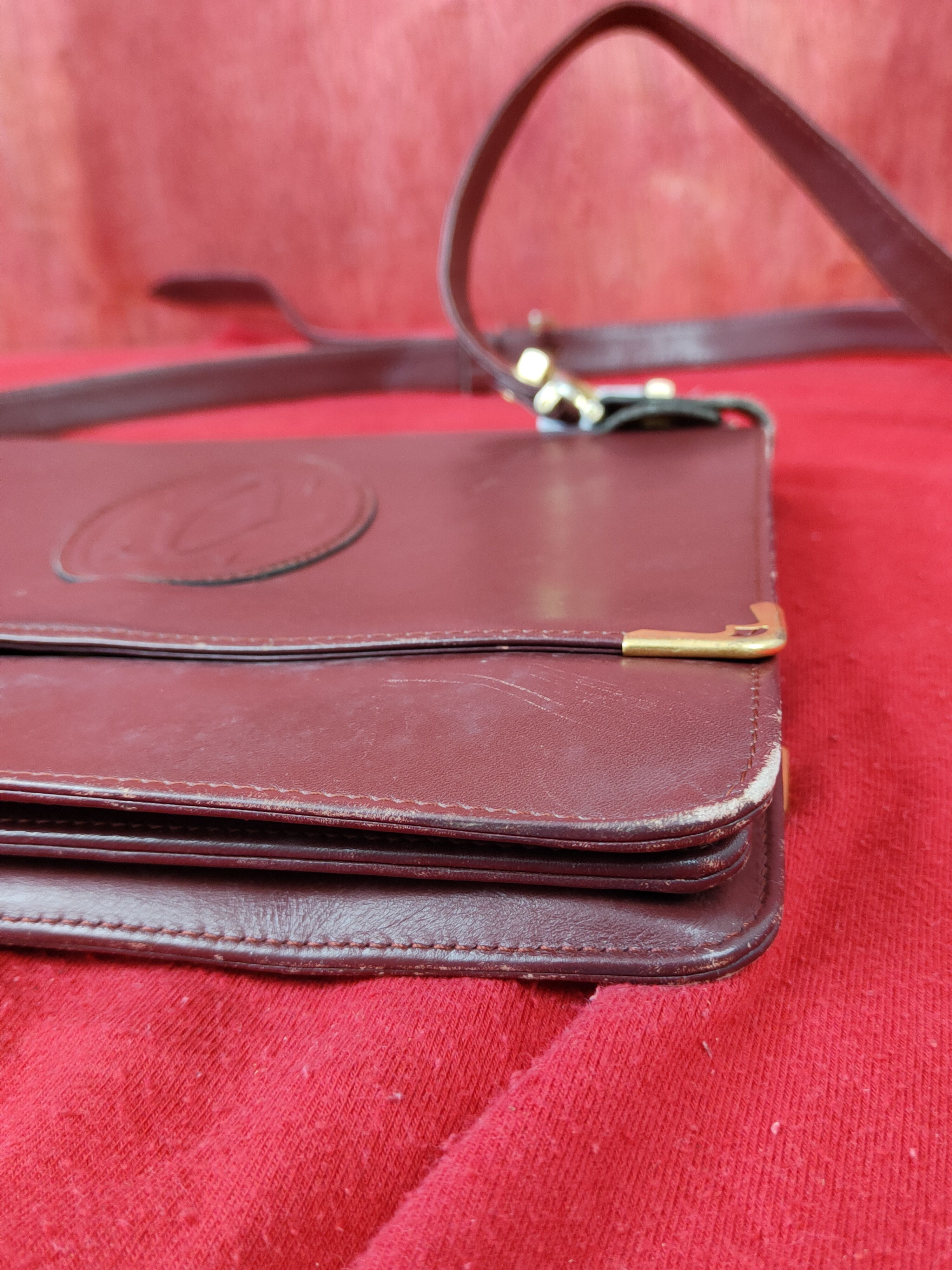 Cartier DL Cartier vintage Maroon Crossbody sling Bag #SB041 Size ONE SIZE - 7 Thumbnail