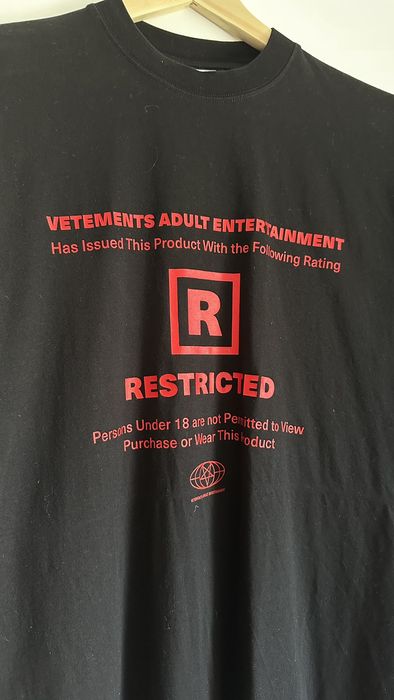 Vetements Adult entertainment tee vetements | Grailed