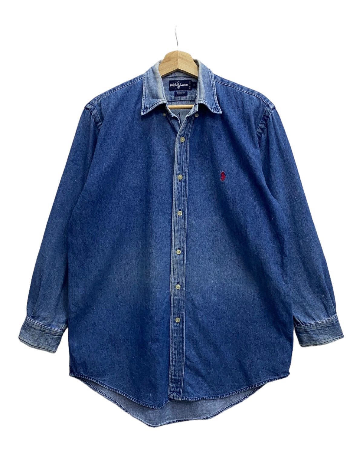 🔥VINTAGE RALPH LAUREN BLUE DENIM BUTTON UP SHIRT