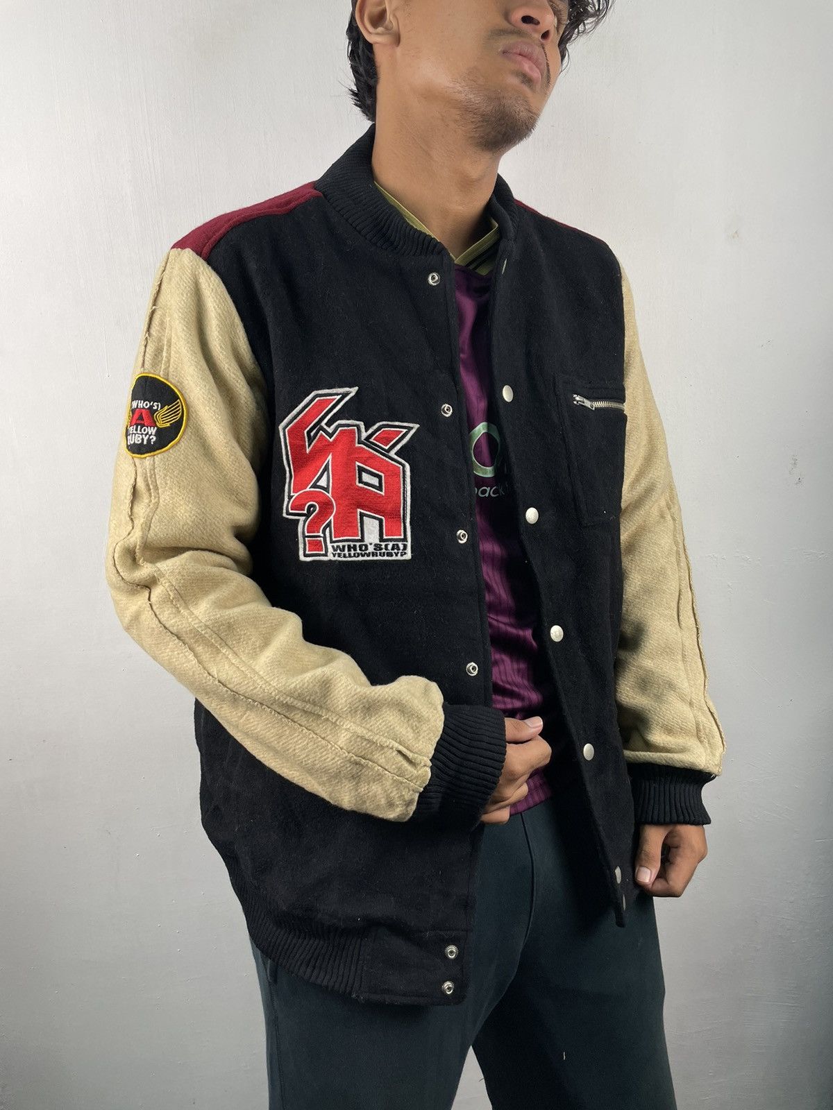 Japanese Brand Vintage Who’s A Yellow Ruby Varsity Jacket Letterman Size US L / EU 52-54 / 3 - 1 Thumbnail