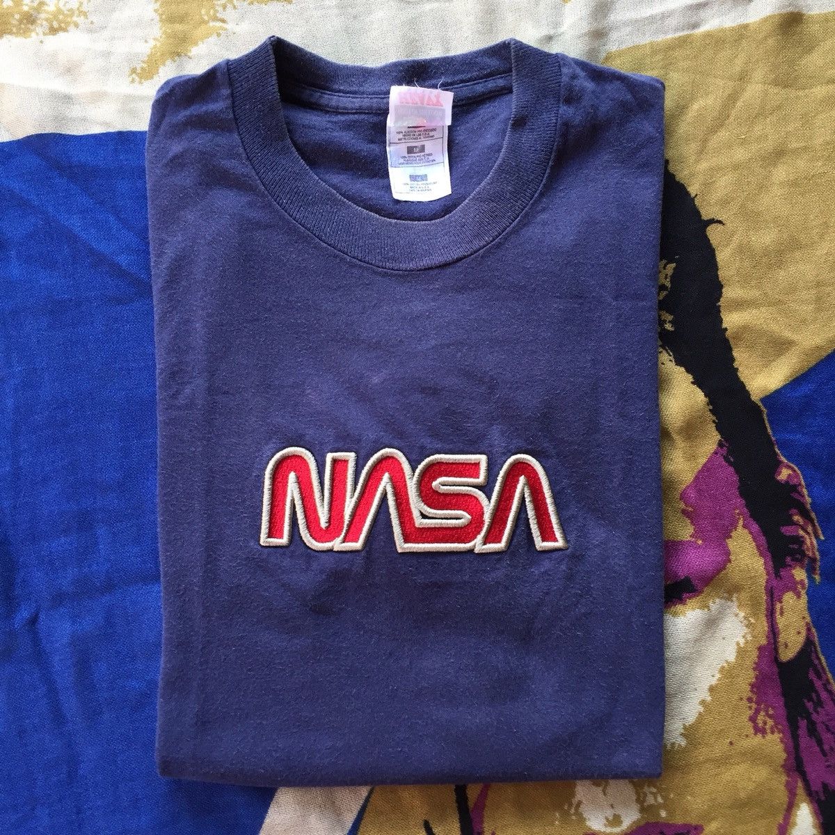 Fruit Of The Loom Vintage NASA Embroidery shirt Big Logo Navy Space Astronaut Size US M / EU 48-50 / 2 - 2 Thumbnail
