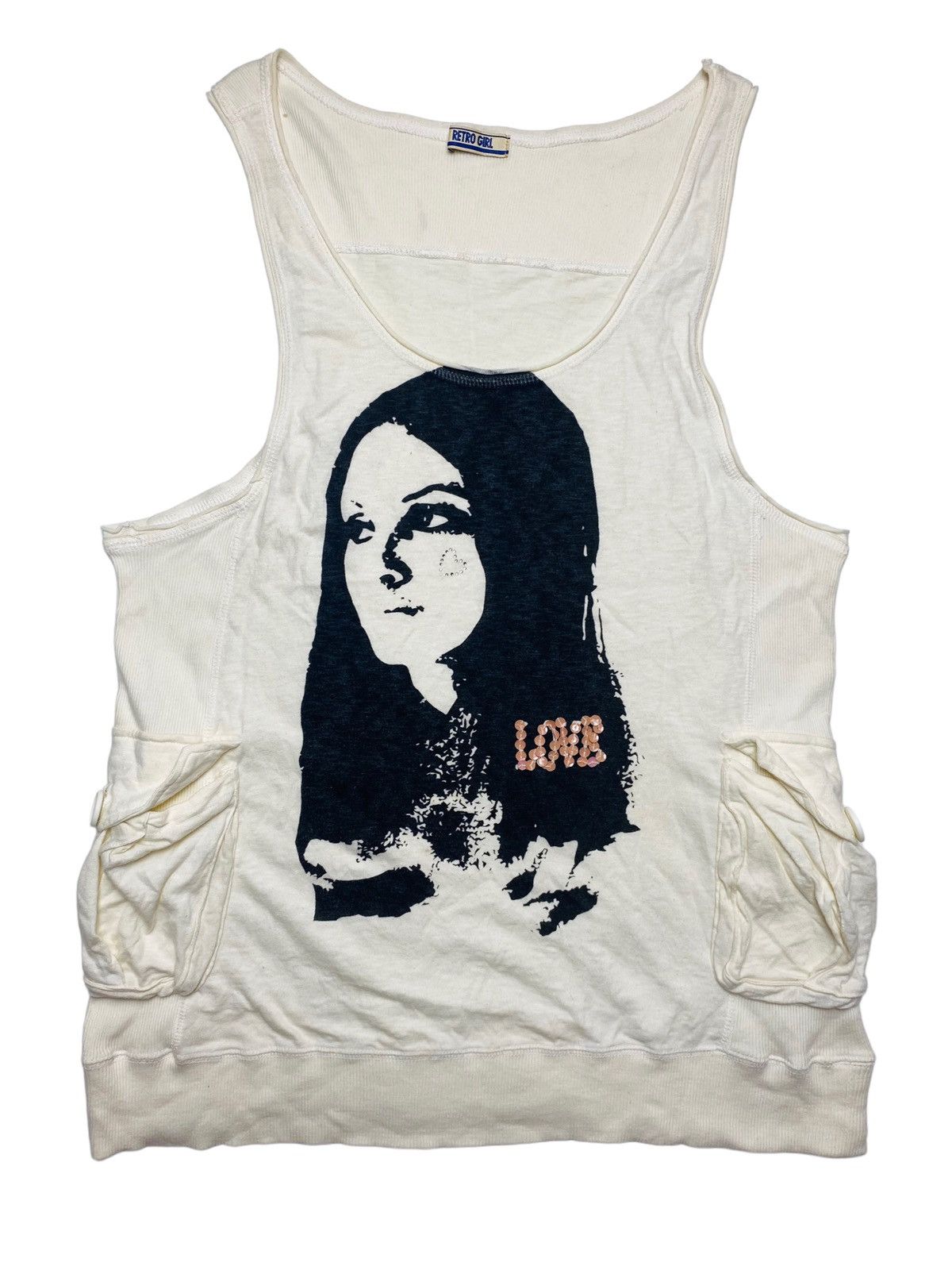 Japanese Brand 1990s Retro Girl - Printed Face Cargo Tank Top Size US M / EU 48-50 / 2 - 1 Thumbnail