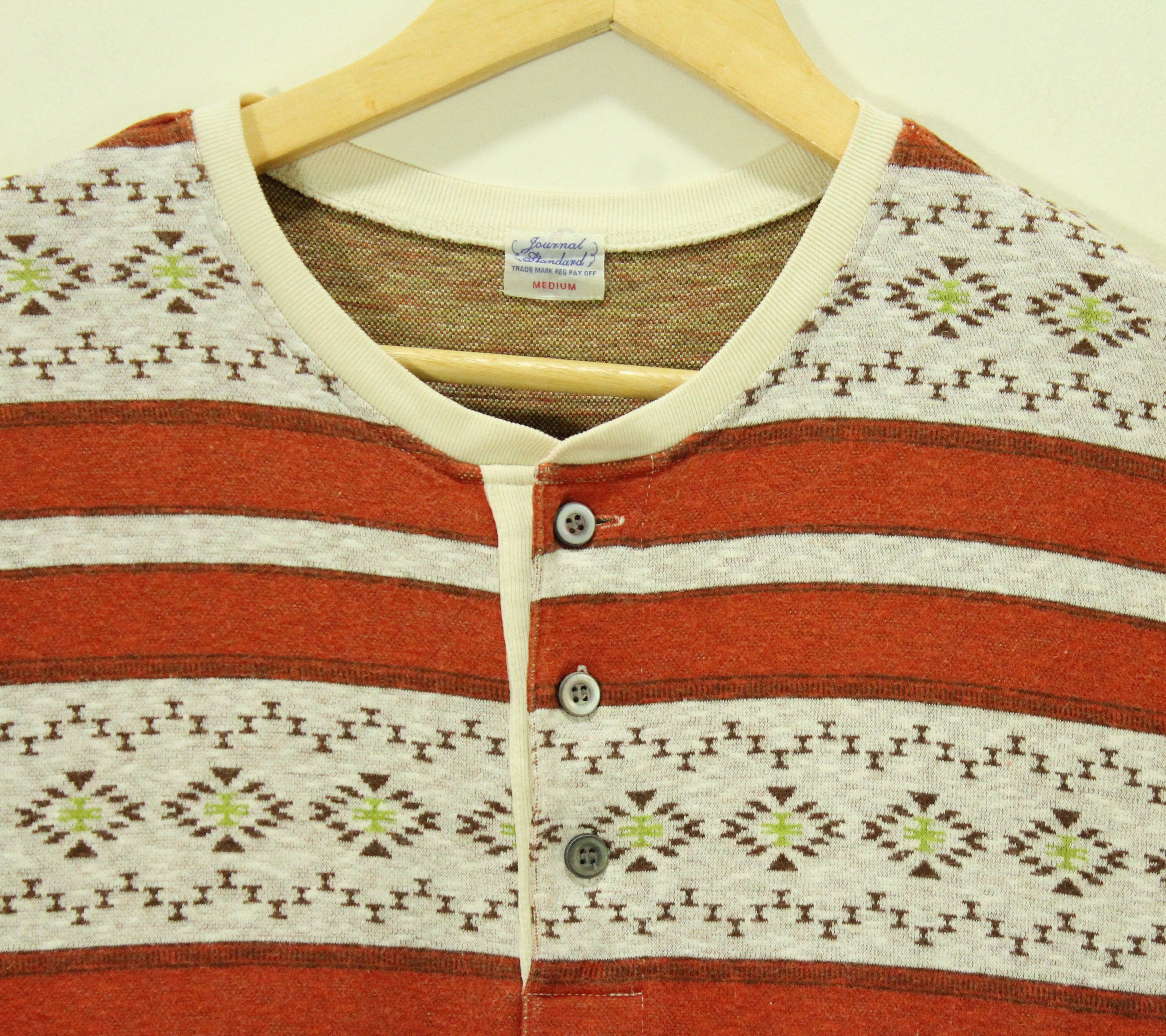 Japanese Brand × Tribal Streetwear JOURNAL STANDARD T Shirt Knit Giza Striped Tribal Japan Size US M / EU 48-50 / 2 - 2 Thumbnail
