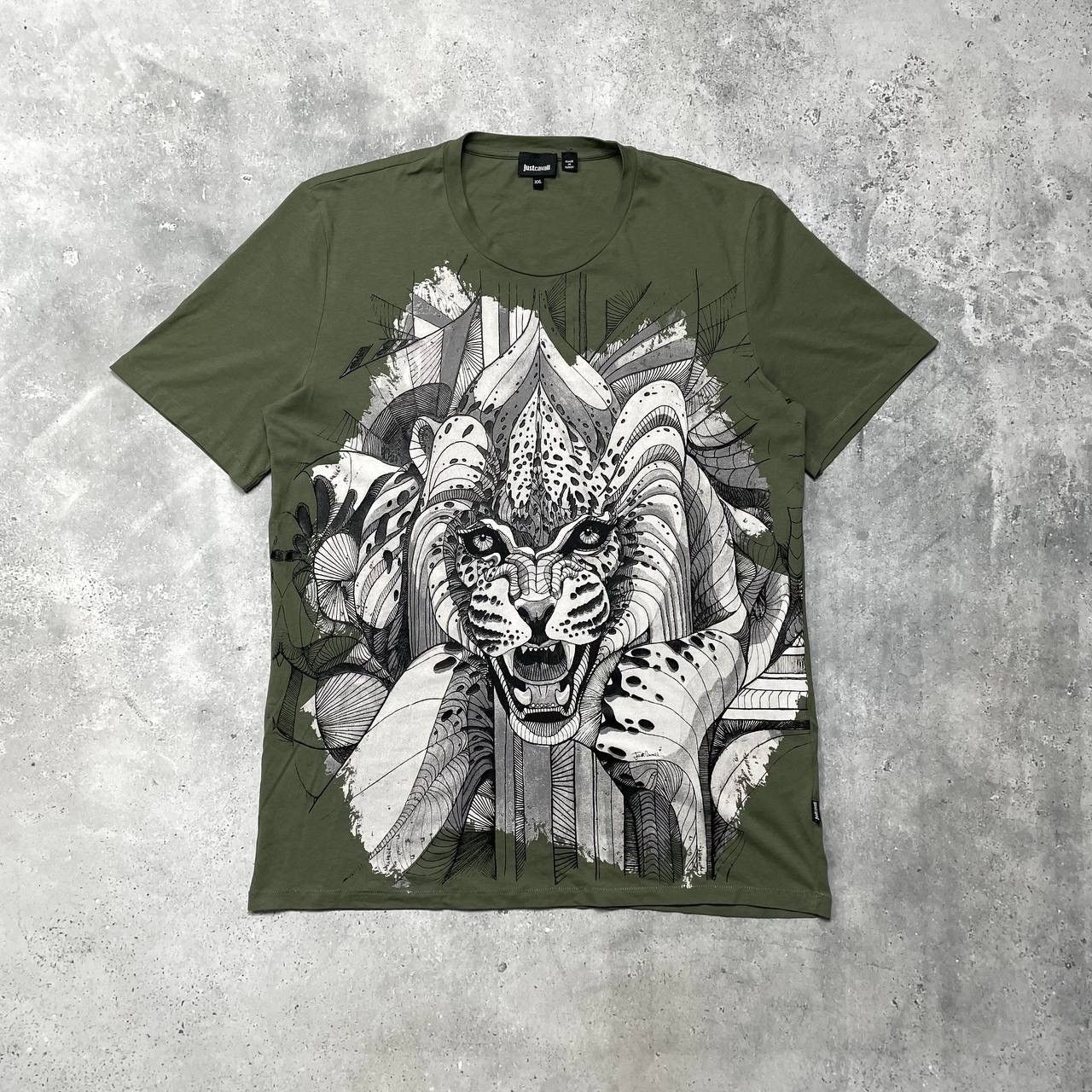 Just Cavalli Just Cavalli Tiger T Shirt Olive Green Size XXL Size US XXL / EU 58 / 5 - 1 Thumbnail