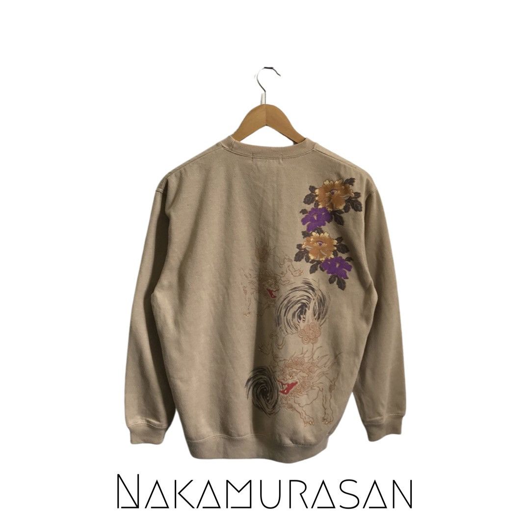 image of Sukajan Souvenir Jacket Sukajan Dragon Sweatshirt in Brown, Men's (Size Medium)