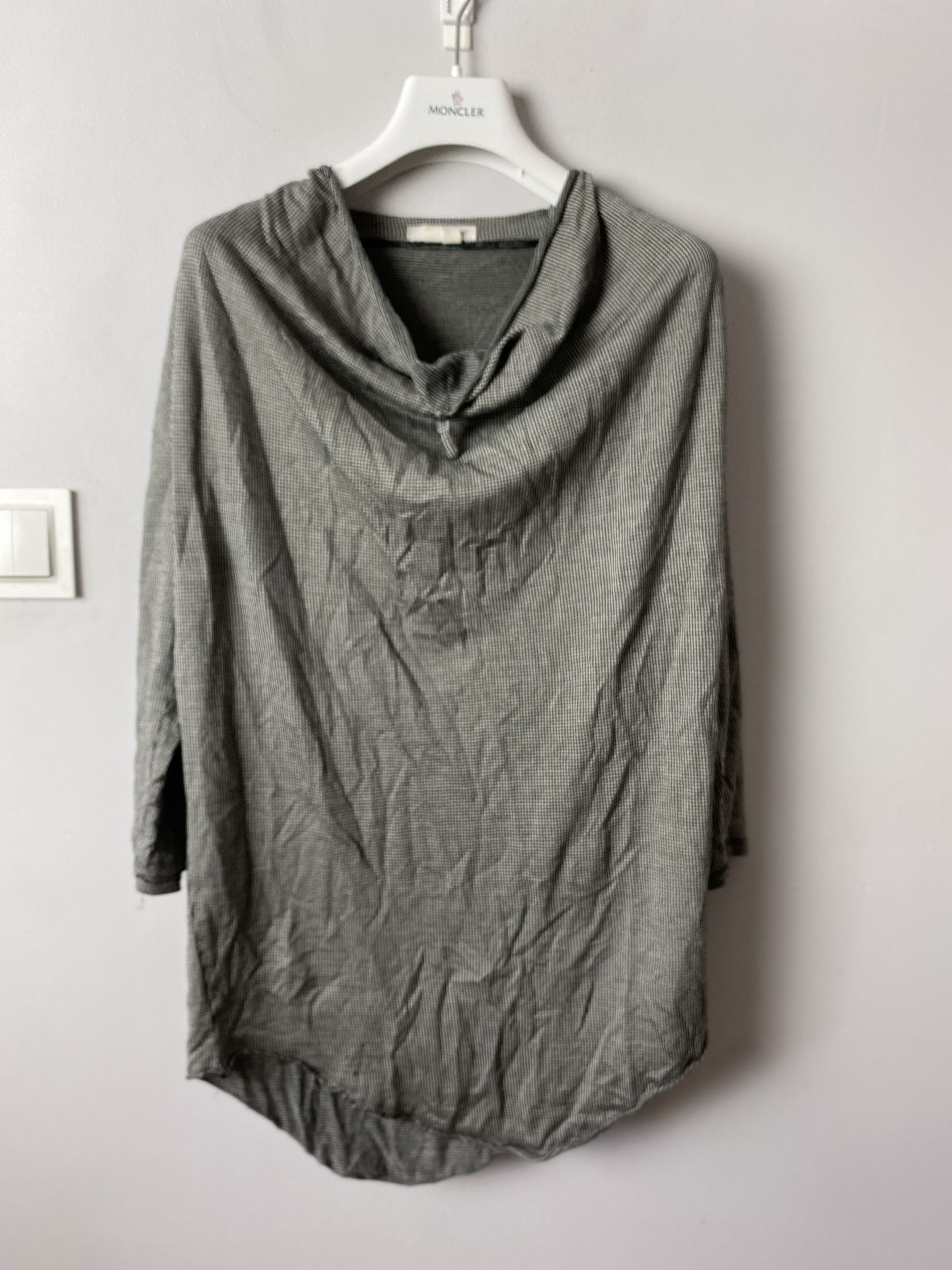 Helmut Lang Silk Draped Cowl Neck long sleeve t-shirt