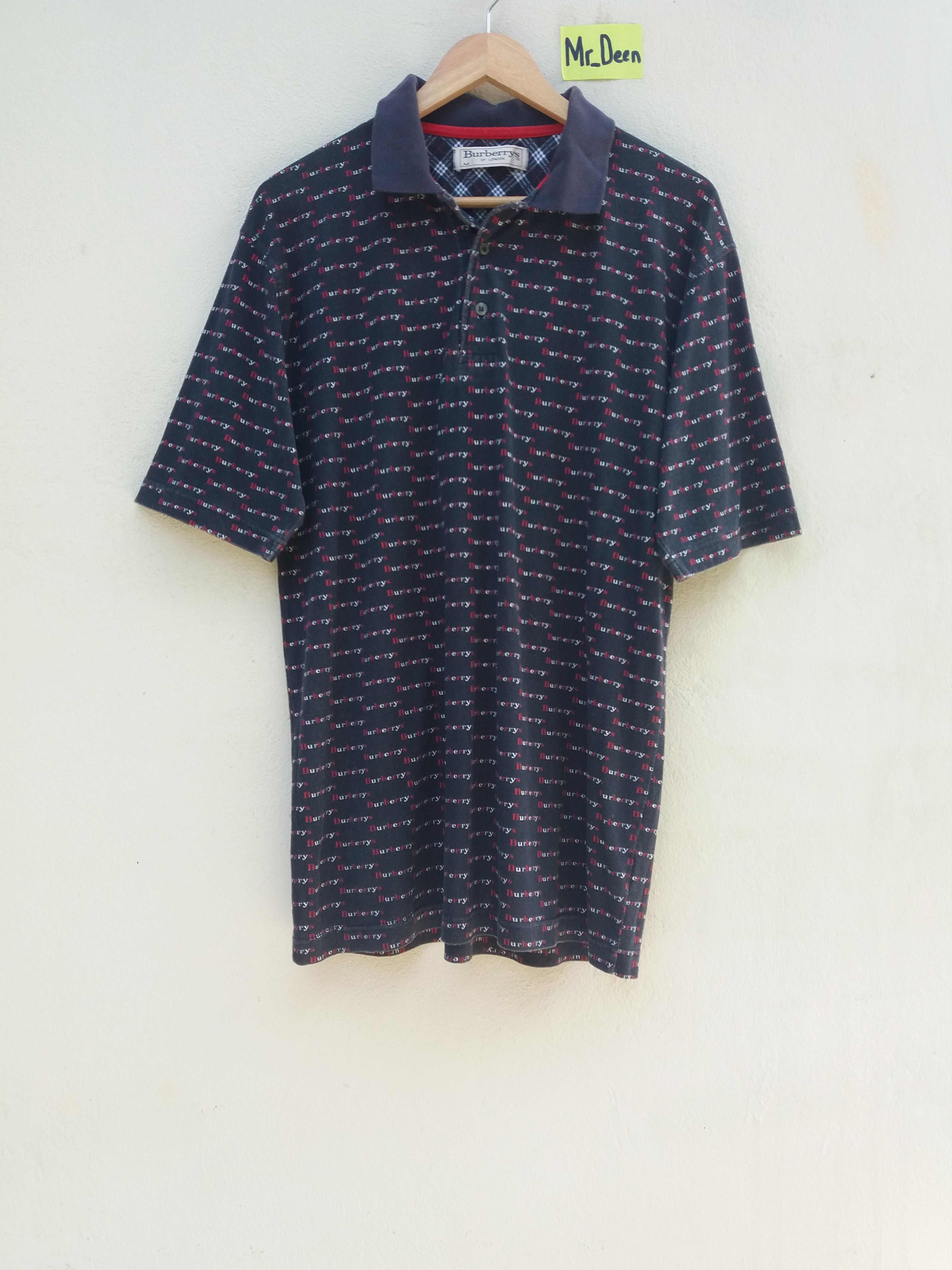 Burberry Vintage 90s Burberry Men Polo Spell Out Over shirt Size US M / EU 48-50 / 2 - 2 Thumbnail