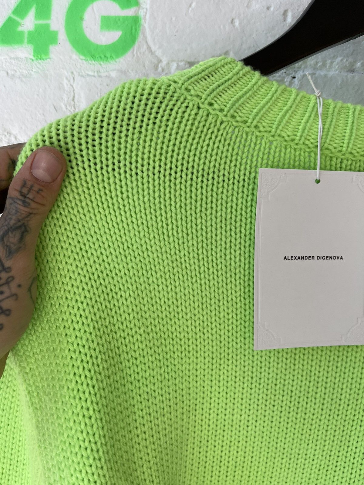 ALEXANDER DIGENOVA Alexander DiGenova x 4G 1/1 NEON LIME GREEN BOTOX SWEATER Size US L / EU 52-54 / 3 - 14 Thumbnail