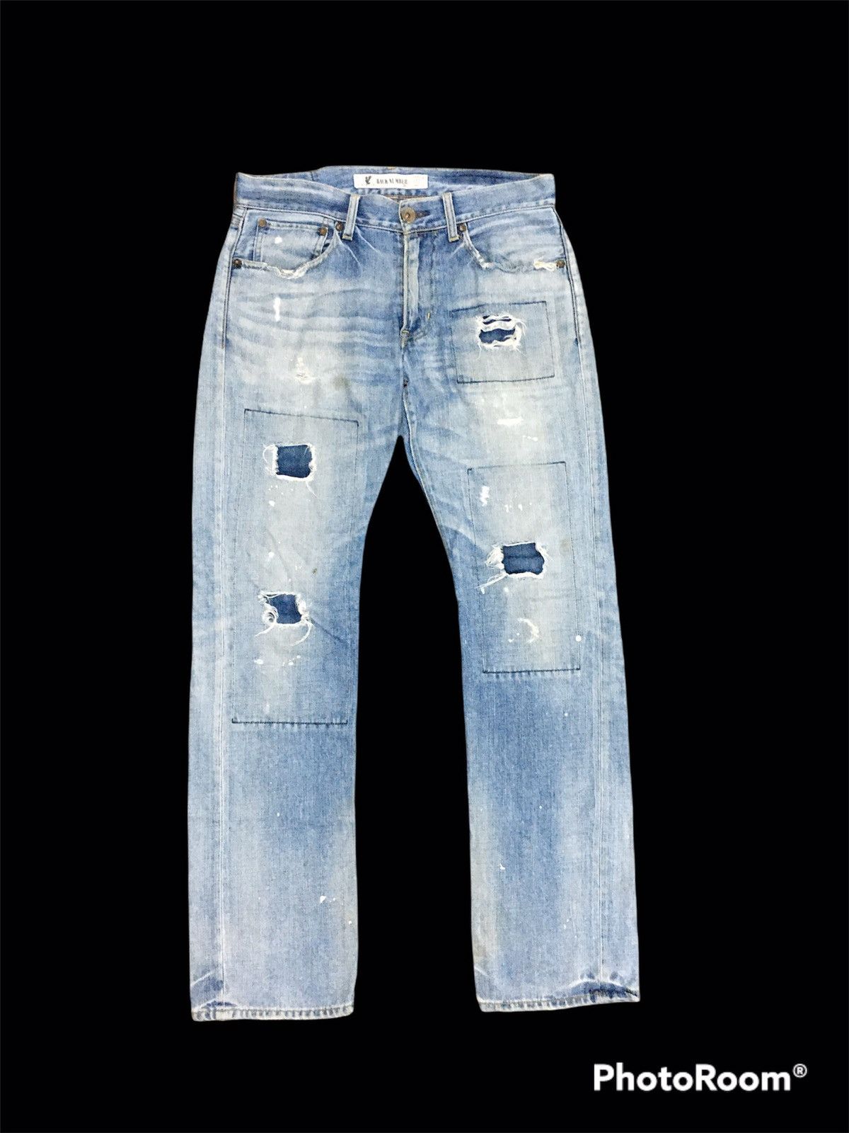 Japanese Brand Back Number Distressed Denim Patchwork Painted Size US 32 / EU 48 - 1 Thumbnail