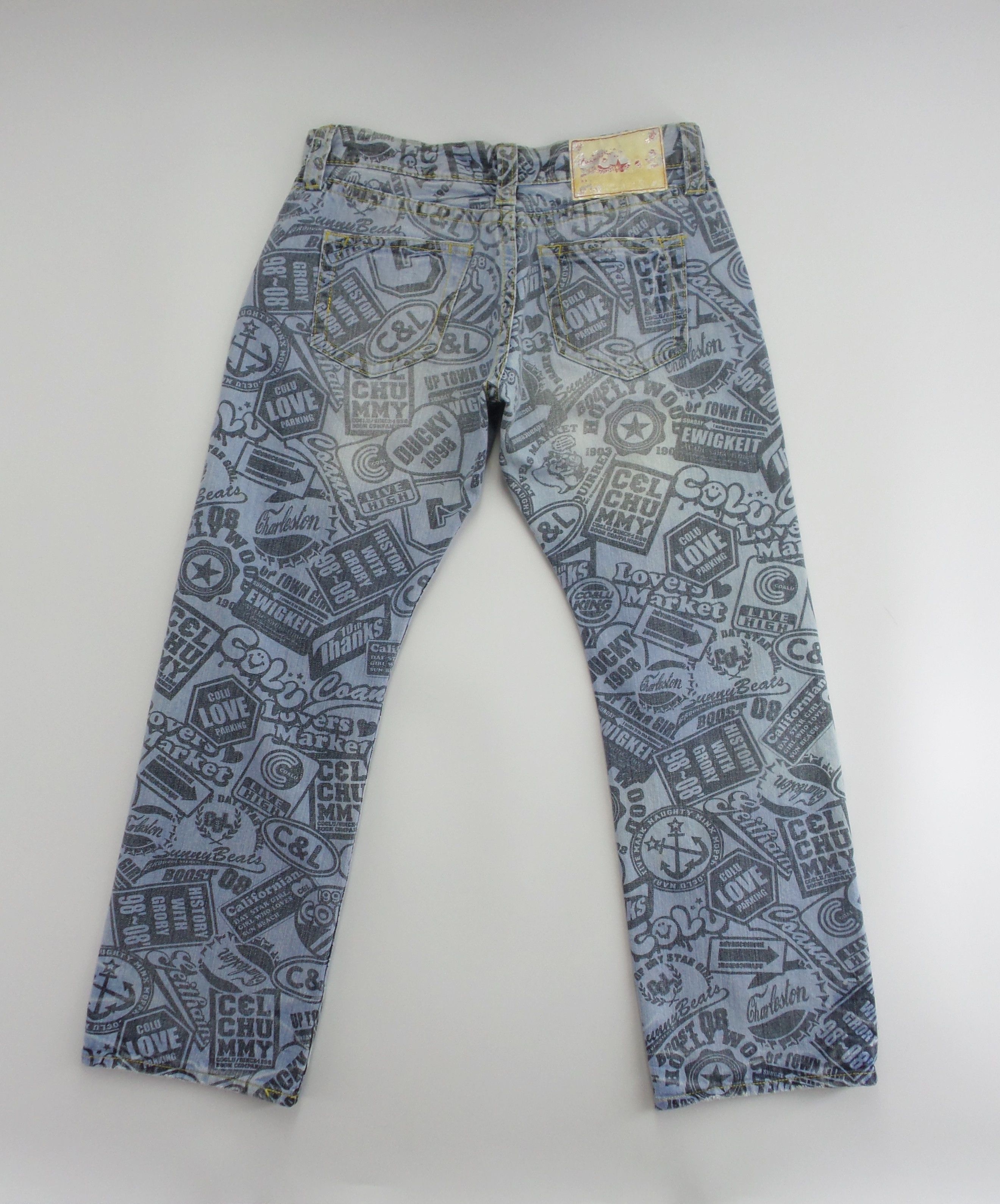 Japanese Brand Co&Lu Full Print Jeans W31xL38 Size US 31 - 5 Thumbnail