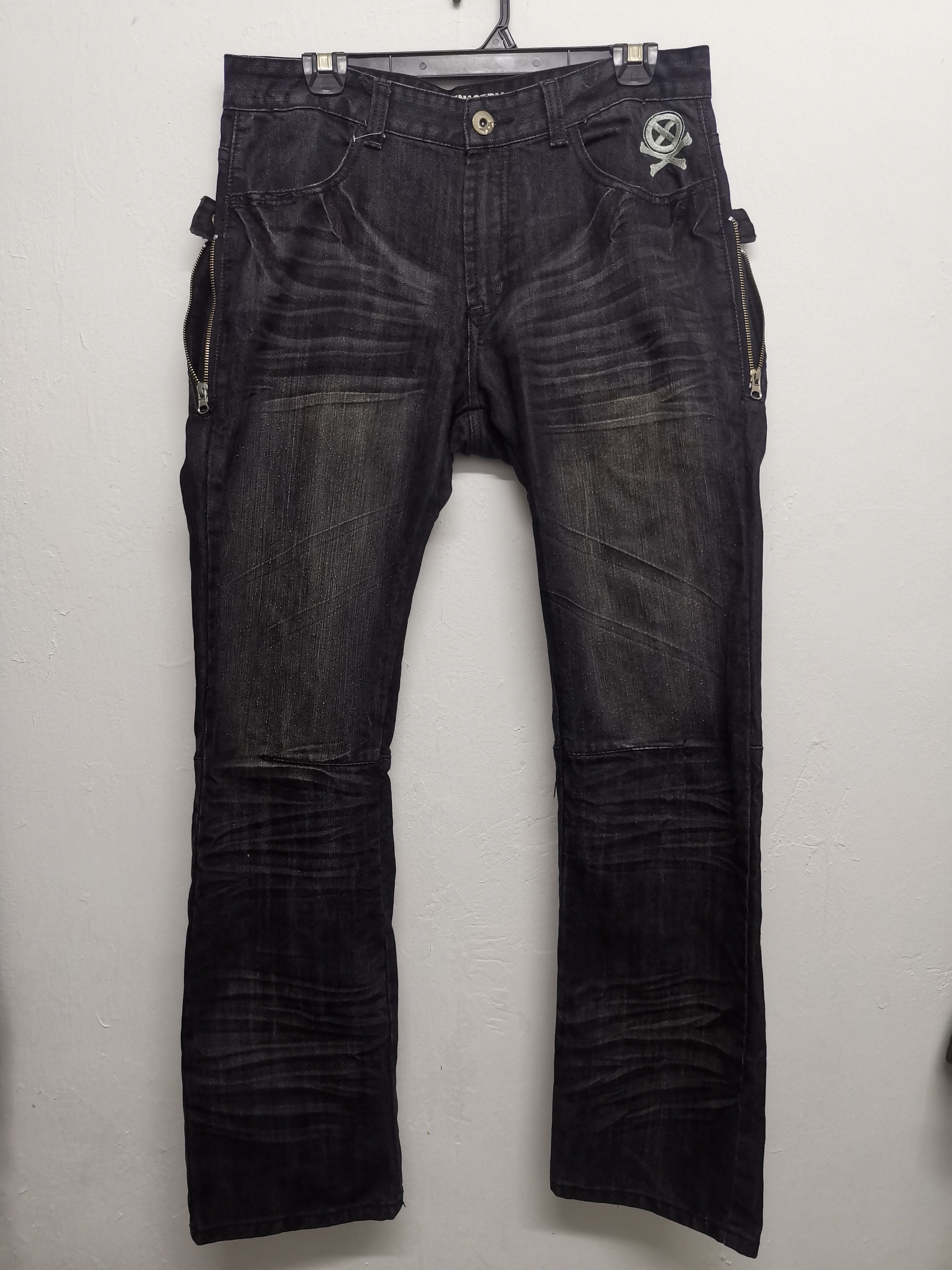 image of Designer Punk Ministry Hysteric Double Waist Denim Jeans in Black, Men's (Size 33)