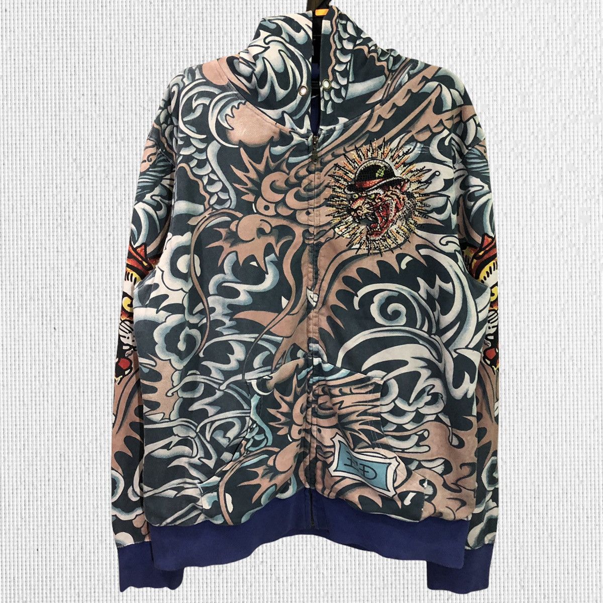 Christian Audigier Ed Hardy Full Print Zipper Hoodie Size US XL / EU 56 / 4 - 2 Thumbnail
