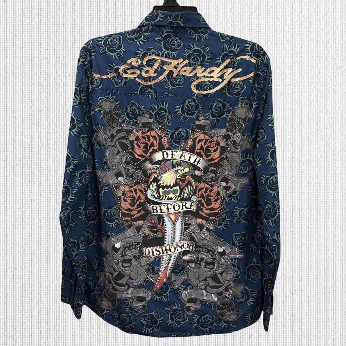 Christian Audigier Ed Hardy Button Up Long Sleeve Shirt Size US M / EU 48-50 / 2 - 1 Thumbnail