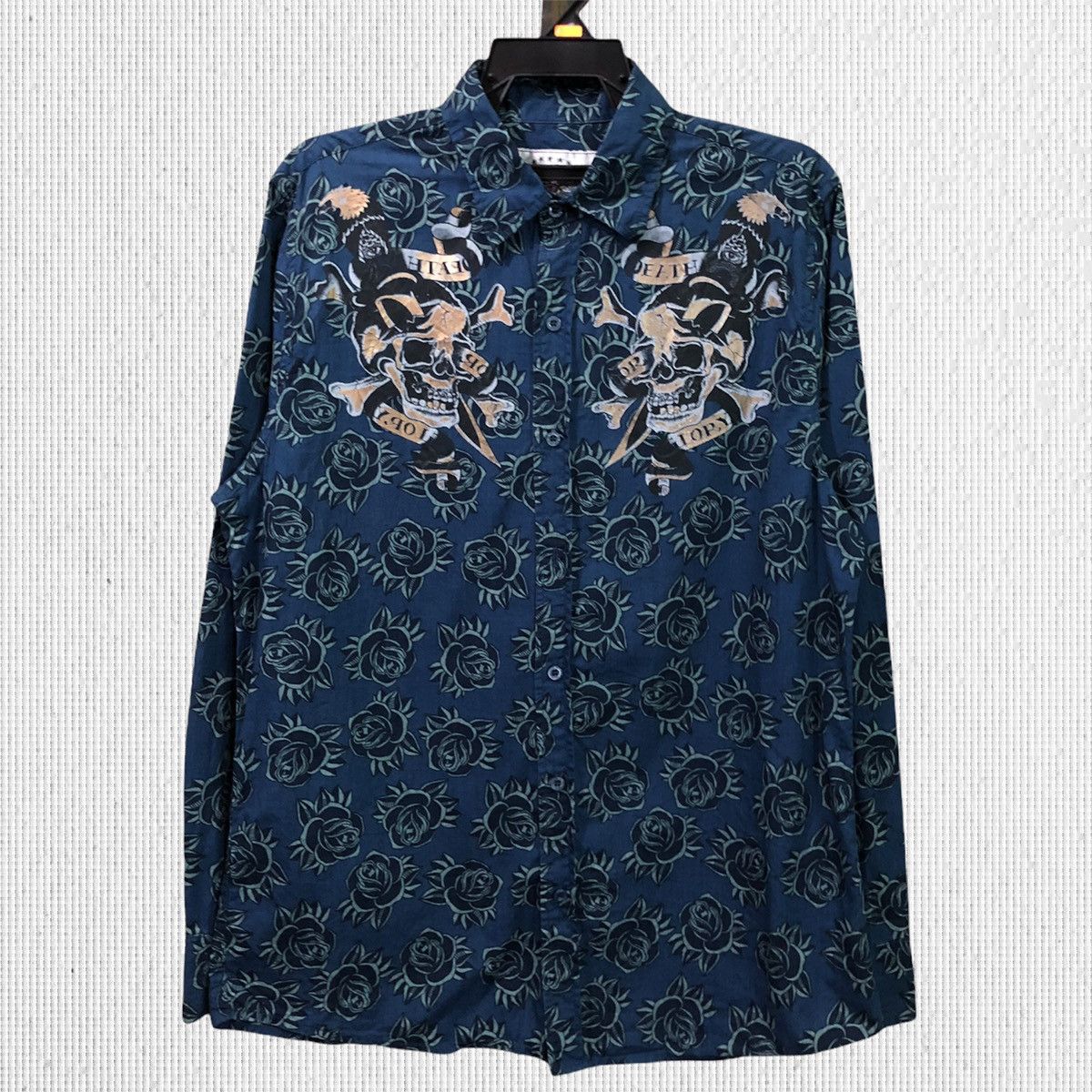 Christian Audigier Ed Hardy Button Up Long Sleeve Shirt Size US M / EU 48-50 / 2 - 2 Thumbnail