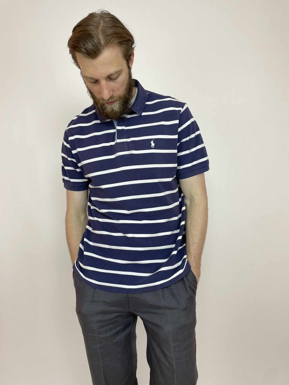 Polo Ralph Lauren × Vintage Vintage Polo Ralph Lauren Striped polo shirt Mens size 2XL Size US XXL / EU 58 / 5 - 3 Thumbnail