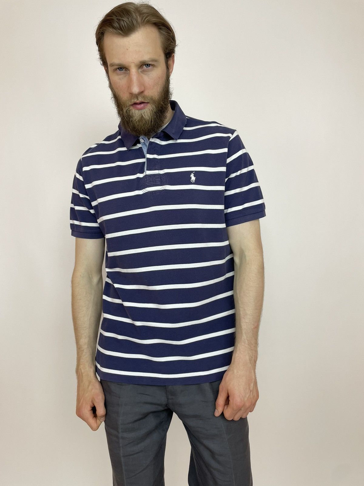 Polo Ralph Lauren × Vintage Vintage Polo Ralph Lauren Striped polo shirt Mens size 2XL Size US XXL / EU 58 / 5 - 2 Thumbnail