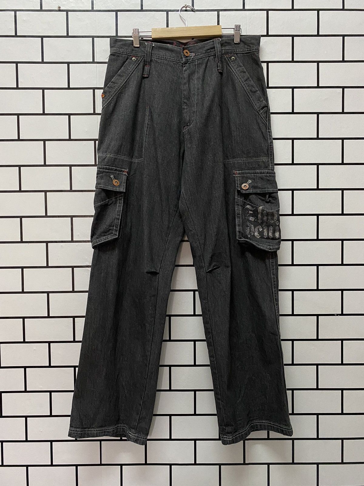 Hobo × Japanese Brand × Vintage Vintage Hobo Denim Baggy loose fit Cargo Denim Pants Size US 33 - 1 Thumbnail