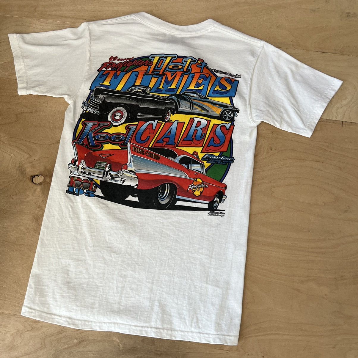Vintage Vintage Hot Times Cool Cars Shirt Small White 90s Automobile Size US S / EU 44-46 / 1 - 5 Thumbnail