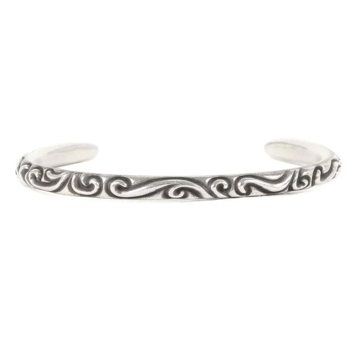 image of Chrome Hearts Scroll Bangle Bracelet in Silver, Men's