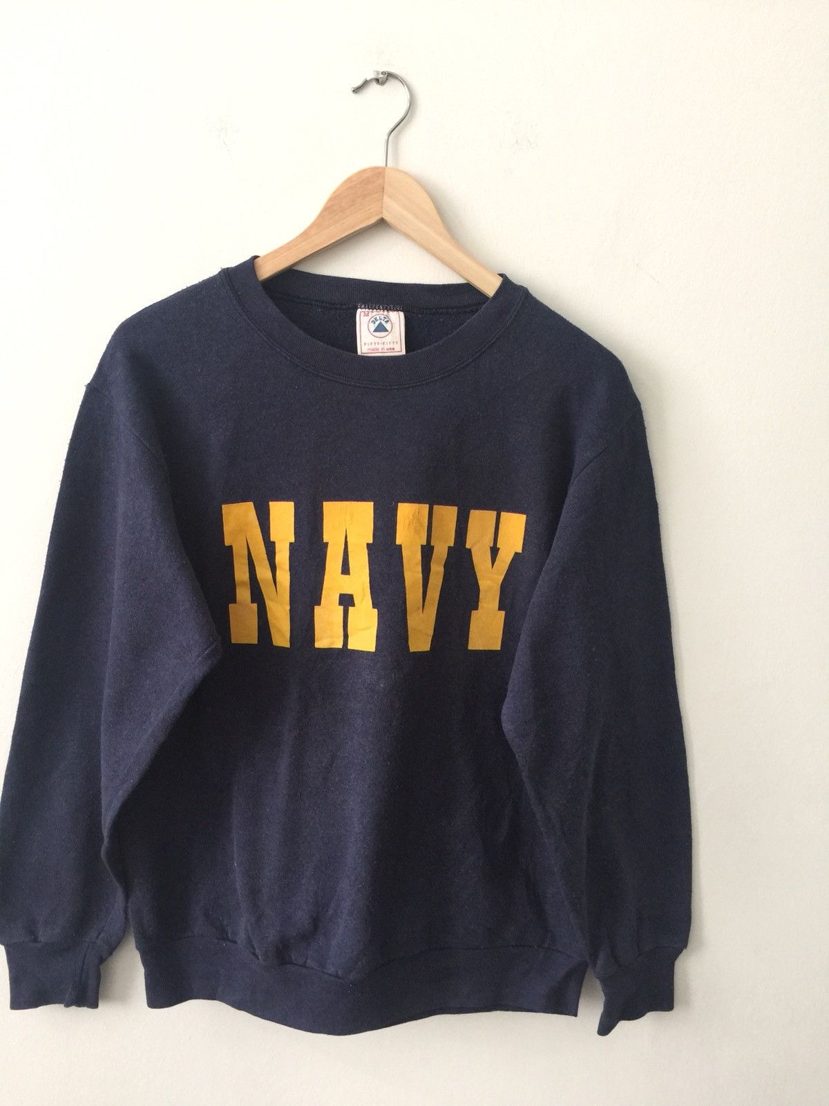 image of 80’S Navy Delta Fifty-Fifty Material Made In Usa Sweatshirts in Blue, Men's (Size Medium)