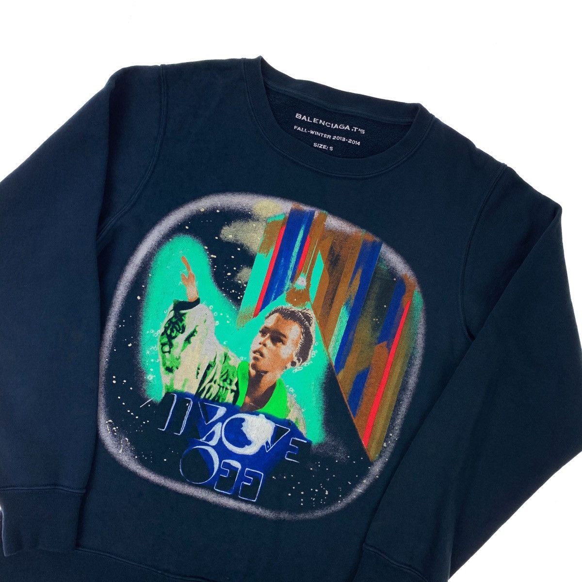 image of Balenciaga Glitter Girl Sweatshirt in Navy, Men's (Size Small)
