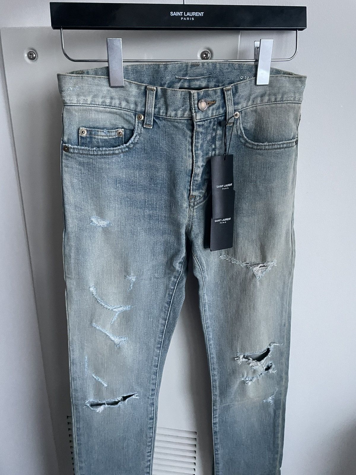 Hedi Slimane × Saint Laurent Paris × Yves Saint Laurent Super Rare BRAND NEW Hedi Runway Trash Crash Ripped Denim Size US 28 / EU 44 - 15 Thumbnail