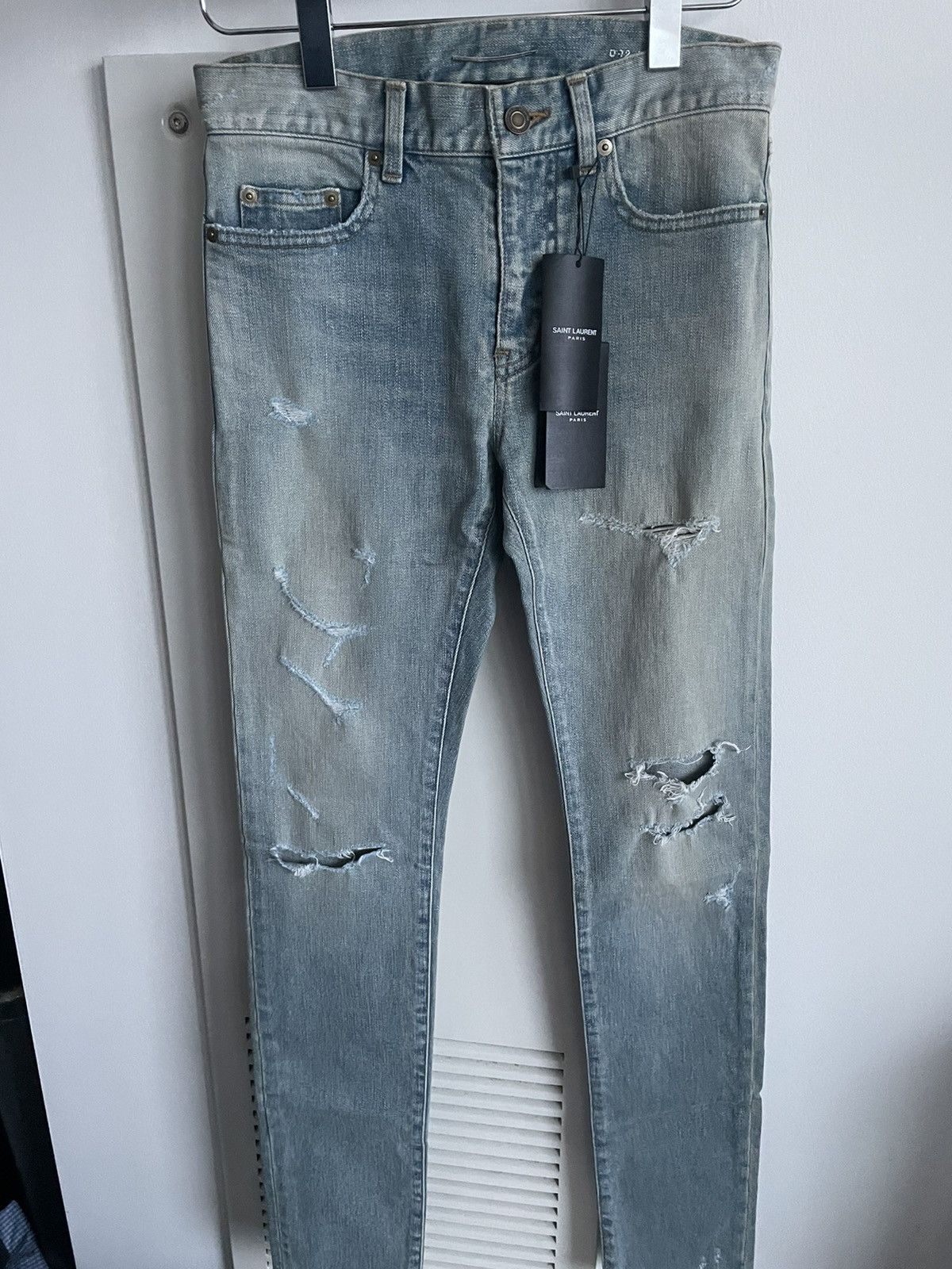 Hedi Slimane × Saint Laurent Paris × Yves Saint Laurent Super Rare BRAND NEW Hedi Runway Trash Crash Ripped Denim Size US 28 / EU 44 - 17 Thumbnail