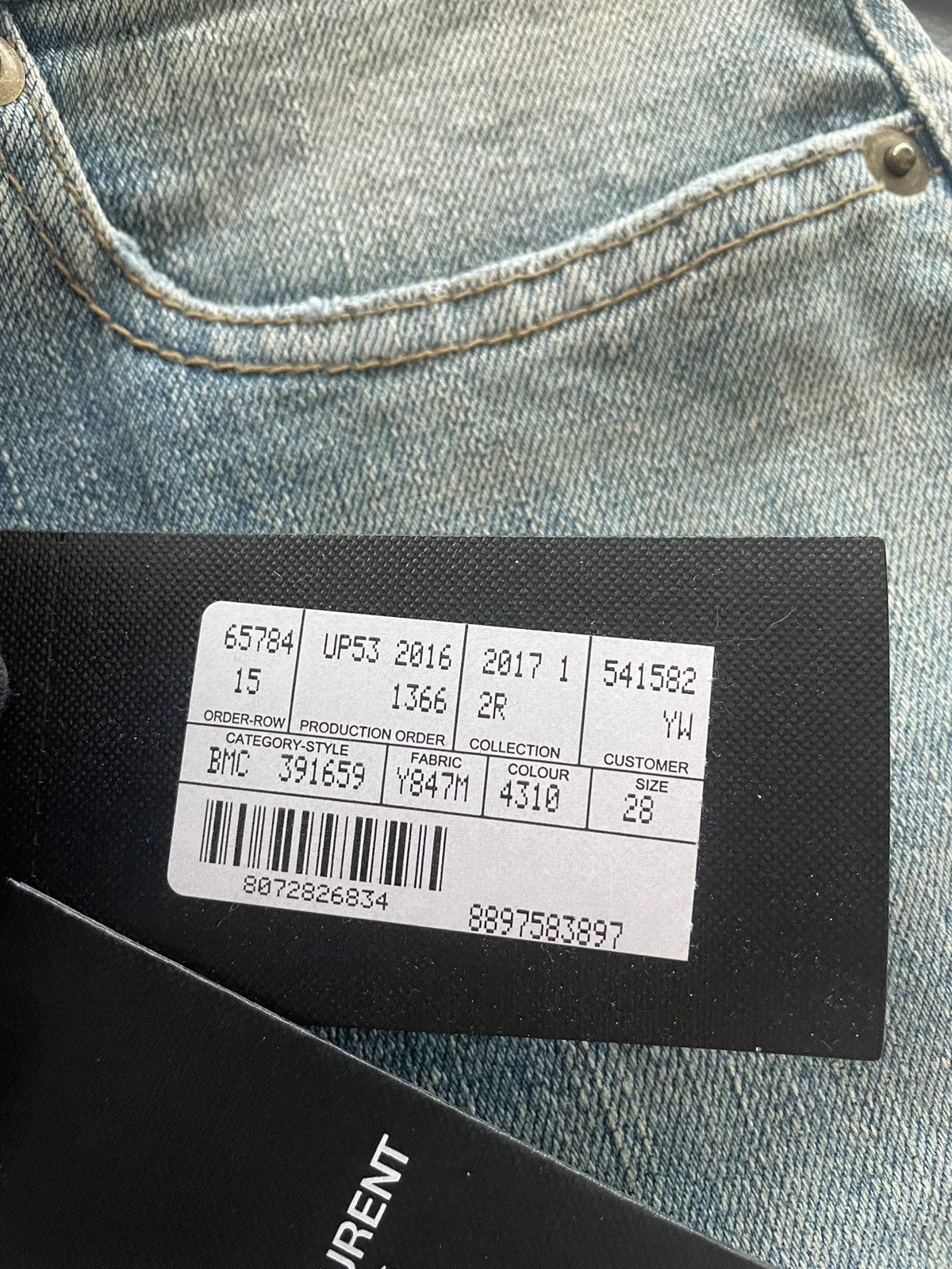 Hedi Slimane × Saint Laurent Paris × Yves Saint Laurent Super Rare BRAND NEW Hedi Runway Trash Crash Ripped Denim Size US 28 / EU 44 - 19 Thumbnail