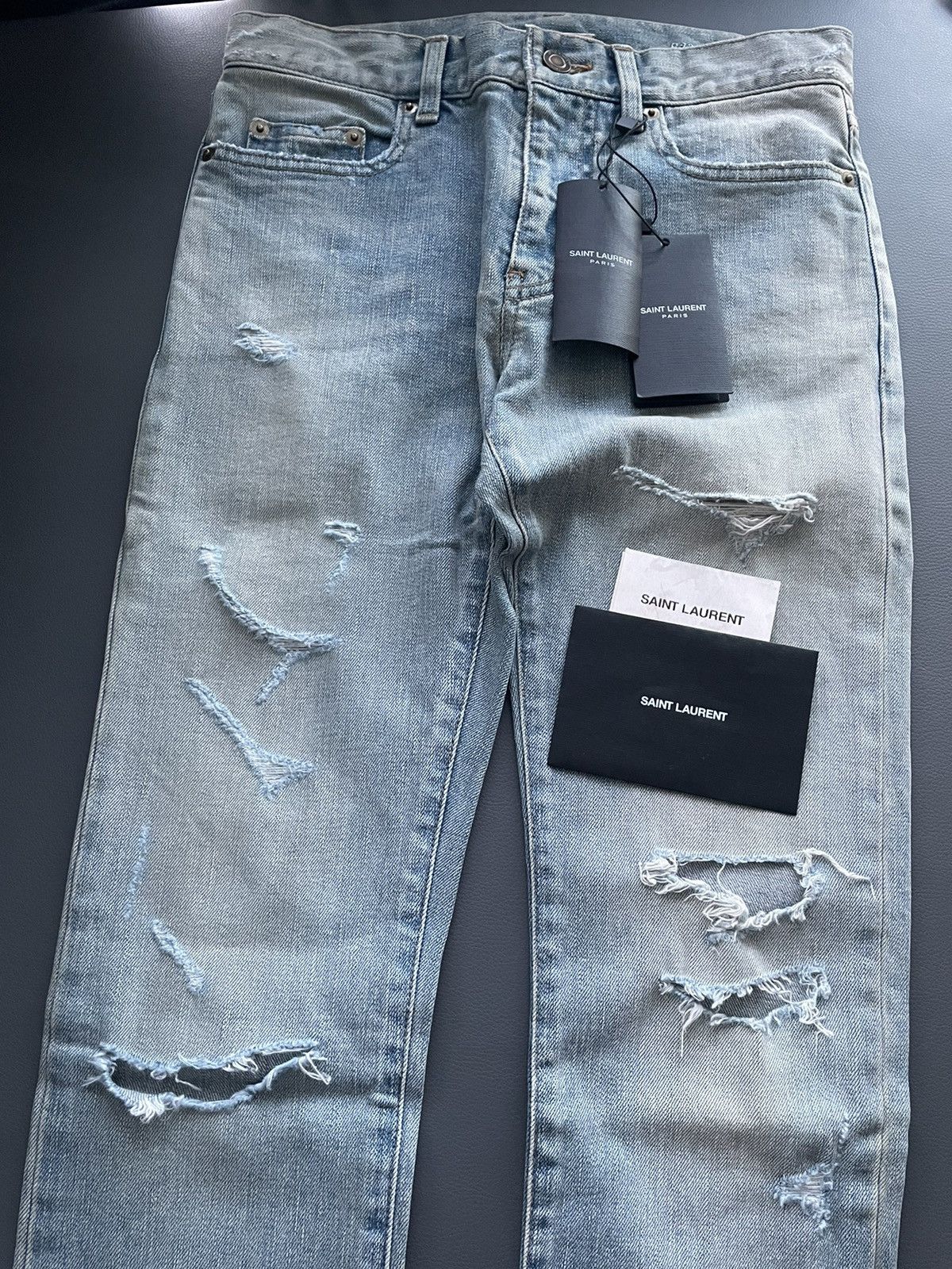 Hedi Slimane × Saint Laurent Paris × Yves Saint Laurent Super Rare BRAND NEW Hedi Runway Trash Crash Ripped Denim Size US 28 / EU 44 - 23 Thumbnail