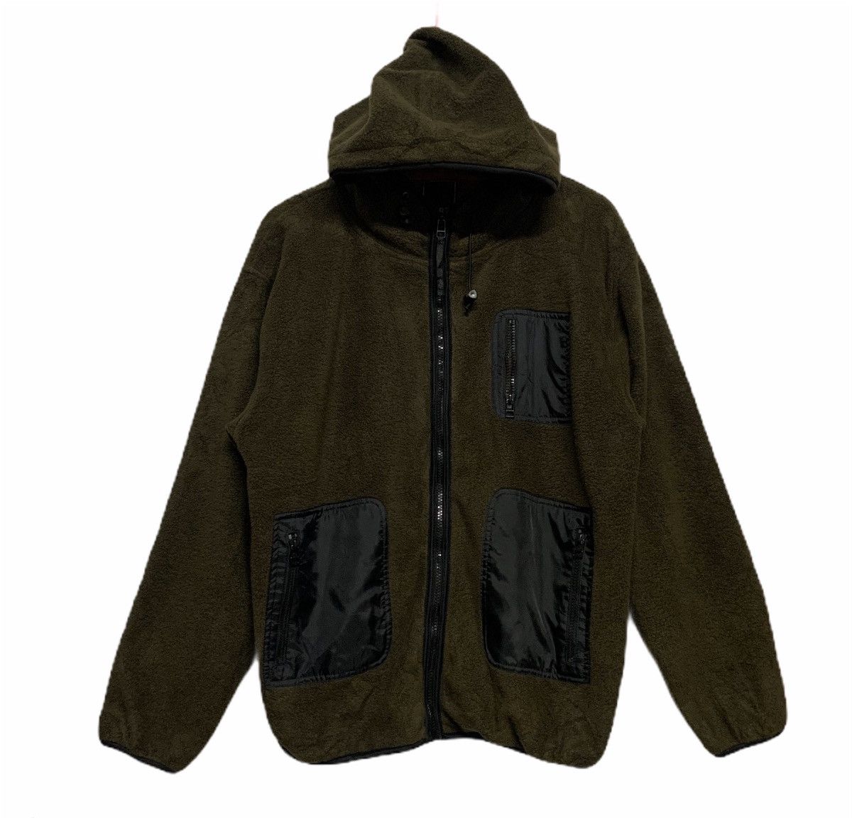 image of Born Fly Fly Beans Sport Hoodie Fleece Sherpa Zip Ups Hoodie Jacket in Dark Green (Size Large)