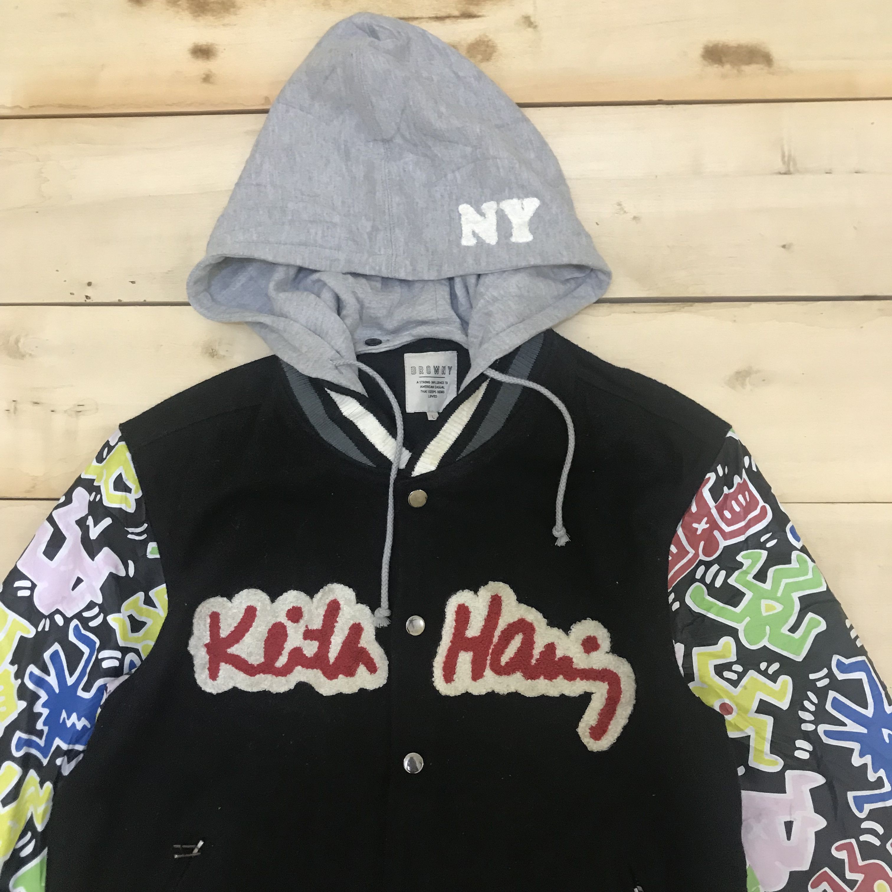 Japanese Brand × Keith Haring Z49 KEITH HARING CROSSOVER BROWNY HOODEI VARSITY JACKET Size L / US 10 / IT 46 - 4 Thumbnail