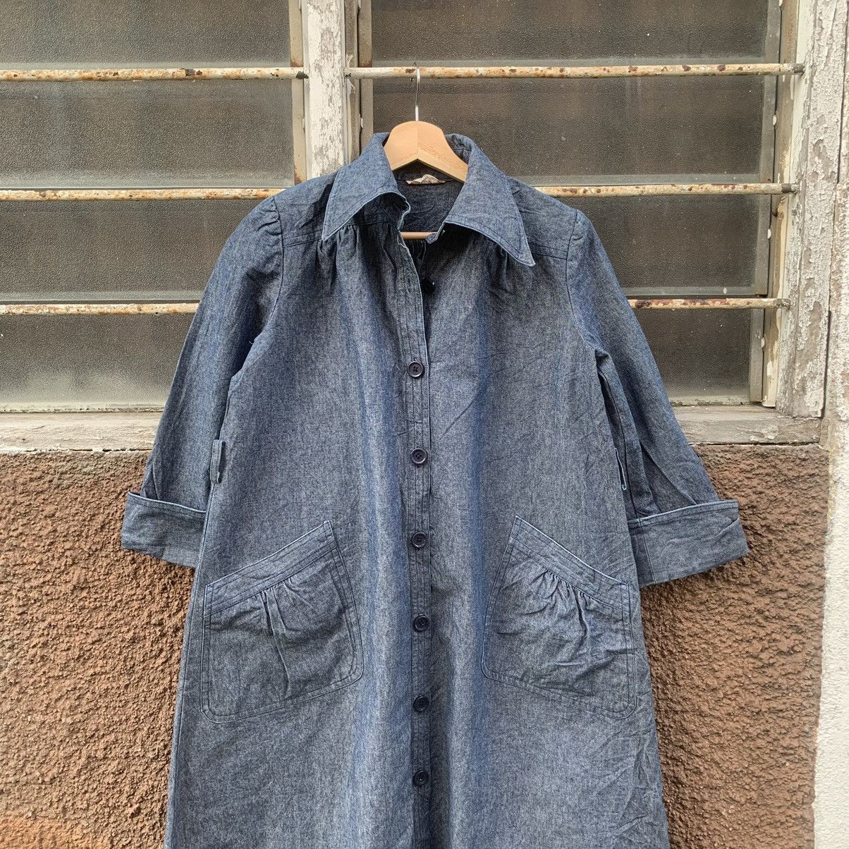 Indigo × Self Edge × Vintage 💥SELVEDGE Indigo Denim Long Jacket Double Breast Size US M / EU 48-50 / 2 - 4 Thumbnail