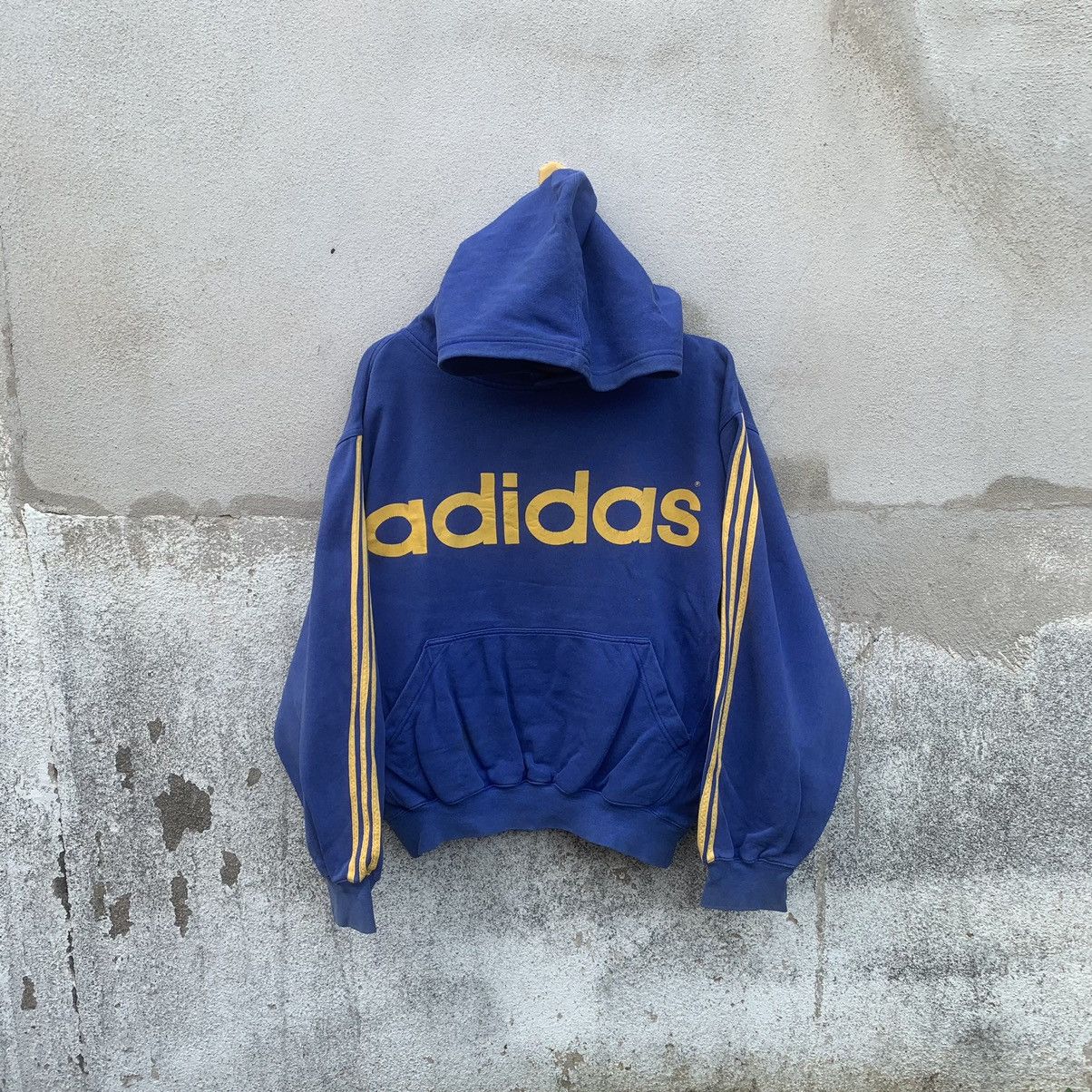 image of Adidas Three Stripe Hooded Baggy Pullover Sweatshirts in Blue, Men's (Size XL)