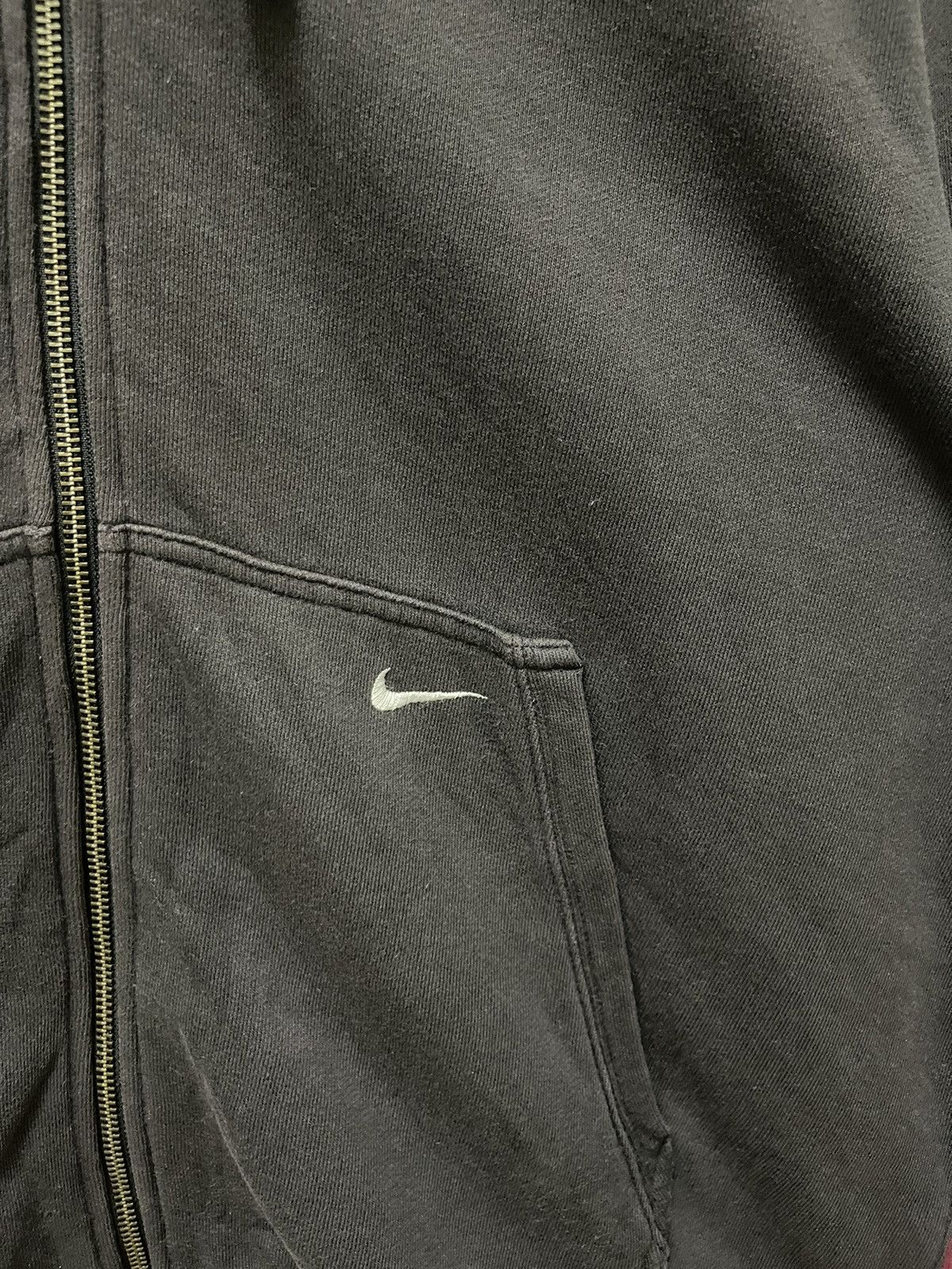 Nike × Vintage Vintage Nike Mini Logo Full Zipper Hoodie Black Size US XL / EU 56 / 4 - 2 Thumbnail
