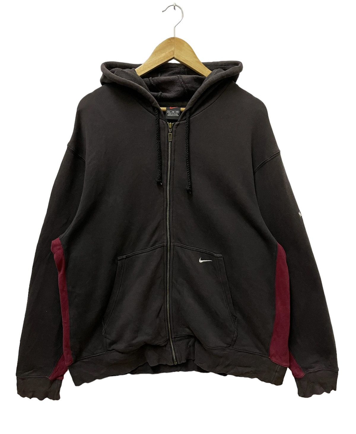 Nike × Vintage Vintage Nike Mini Logo Full Zipper Hoodie Black Size US XL / EU 56 / 4 - 1 Thumbnail