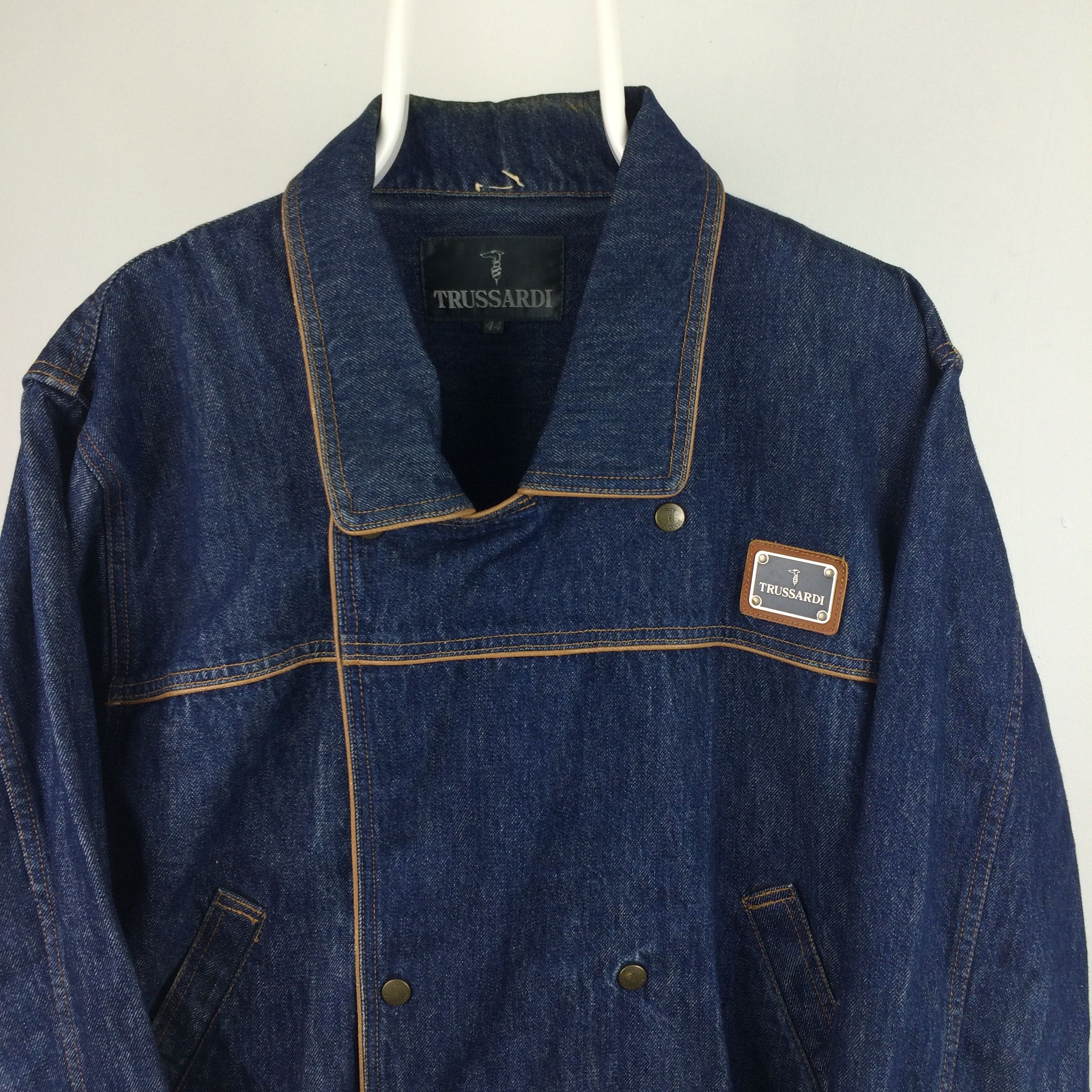 Trussardi Z63 VTG 90s TRUSSARDI DENIM JEANS JACKET COAT Size US L / EU 52-54 / 3 - 4 Thumbnail