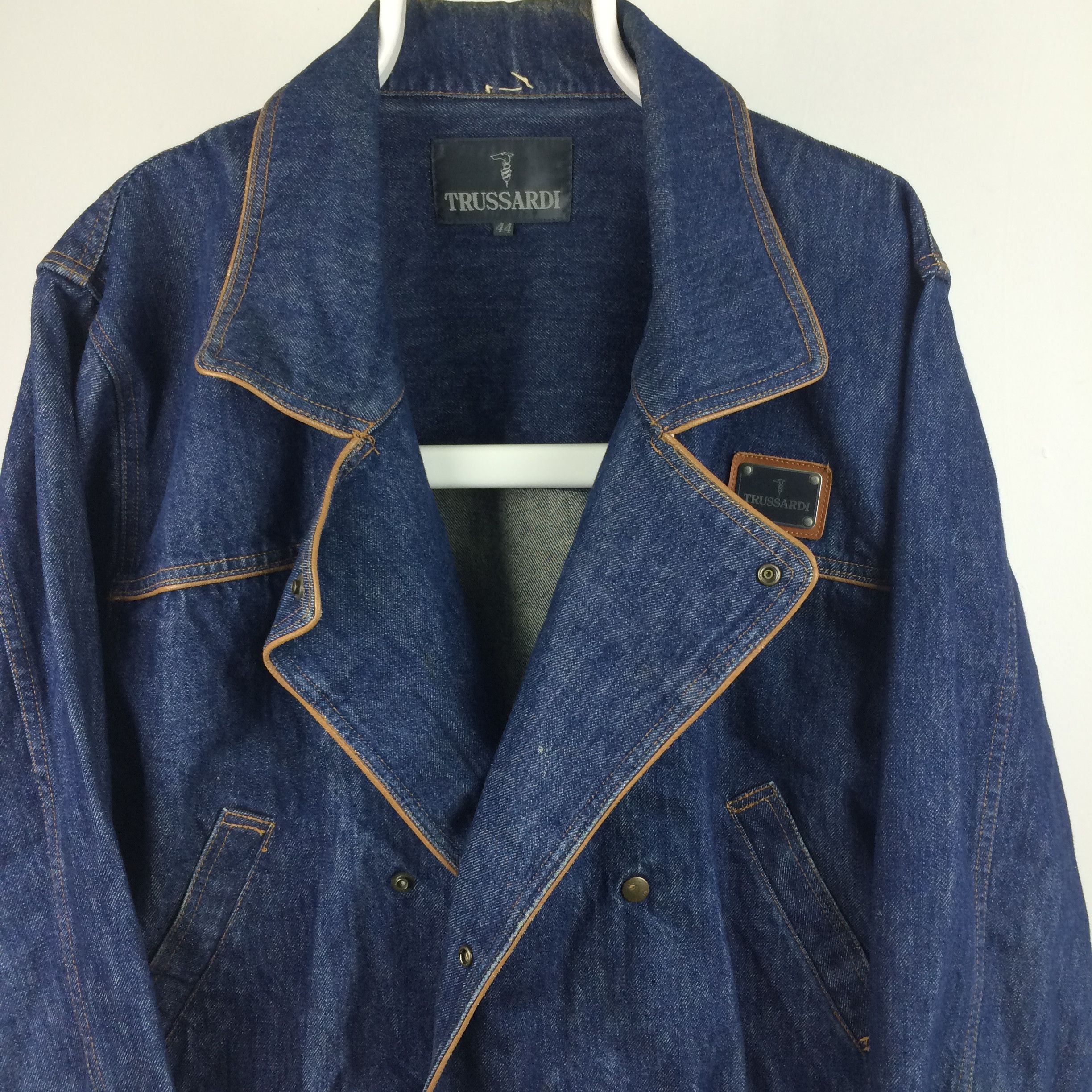 Trussardi Z63 VTG 90s TRUSSARDI DENIM JEANS JACKET COAT Size US L / EU 52-54 / 3 - 2 Thumbnail