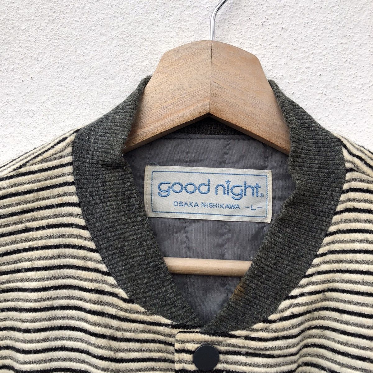 Japanese Brand STRIPE DESIGN VARSITY JACKET GOOD NIGHT OSAKA NISHIKAWA Size US L / EU 52-54 / 3 - 11 Thumbnail