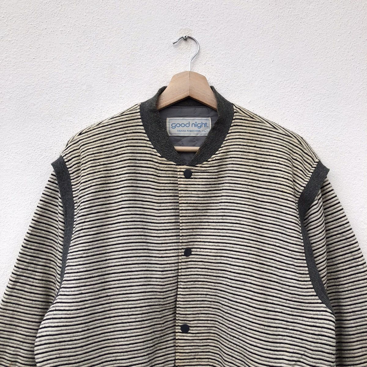 Japanese Brand STRIPE DESIGN VARSITY JACKET GOOD NIGHT OSAKA NISHIKAWA Size US L / EU 52-54 / 3 - 5 Thumbnail