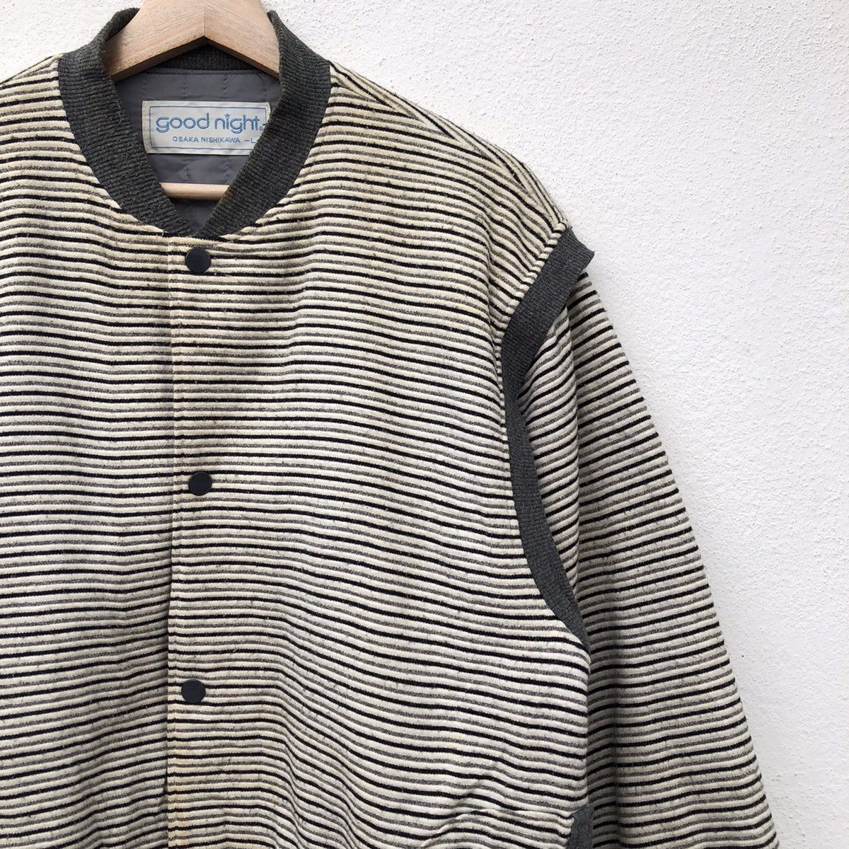 Japanese Brand STRIPE DESIGN VARSITY JACKET GOOD NIGHT OSAKA NISHIKAWA Size US L / EU 52-54 / 3 - 3 Thumbnail