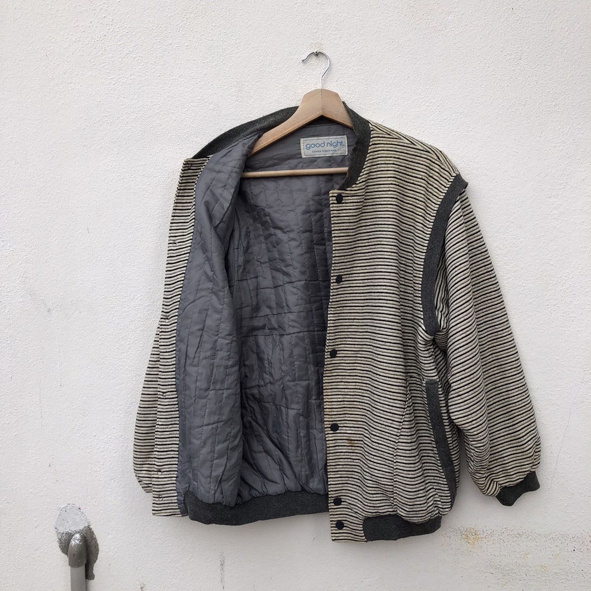 Japanese Brand STRIPE DESIGN VARSITY JACKET GOOD NIGHT OSAKA NISHIKAWA Size US L / EU 52-54 / 3 - 10 Thumbnail
