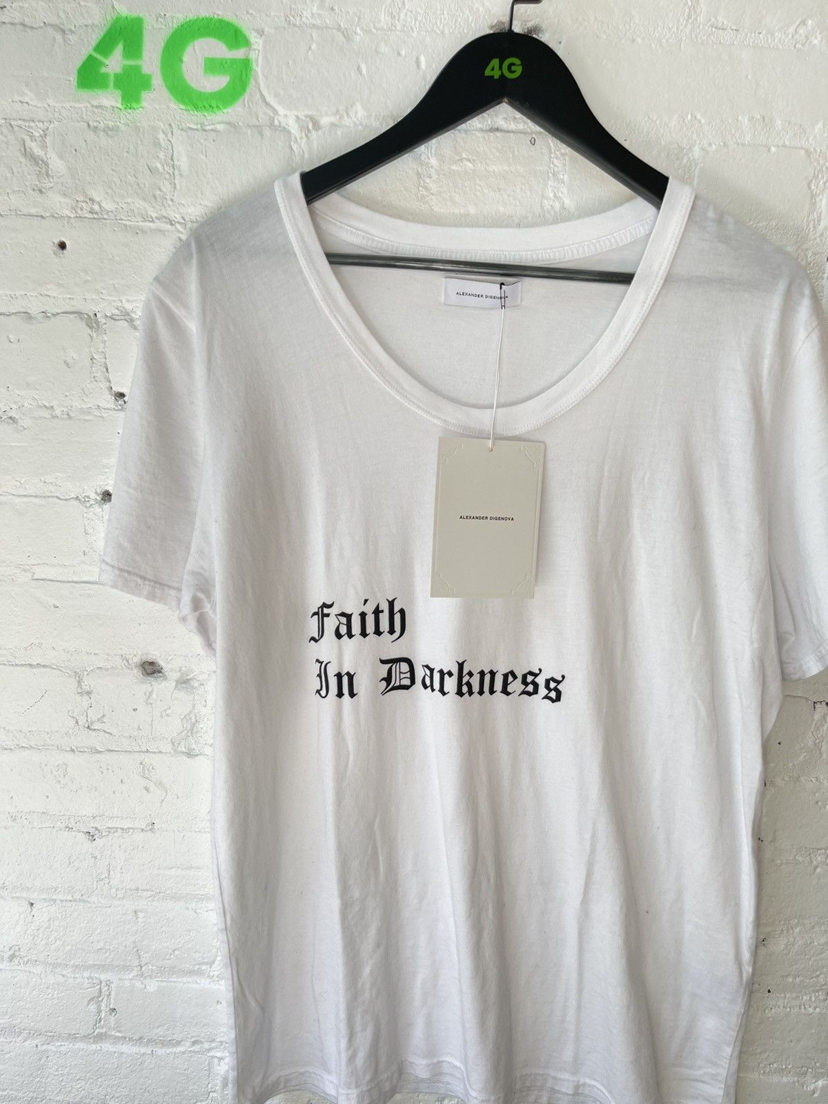 image of Alexander Digenova Ad Faith In Darkness Shirt in White, Men's (Size Large)