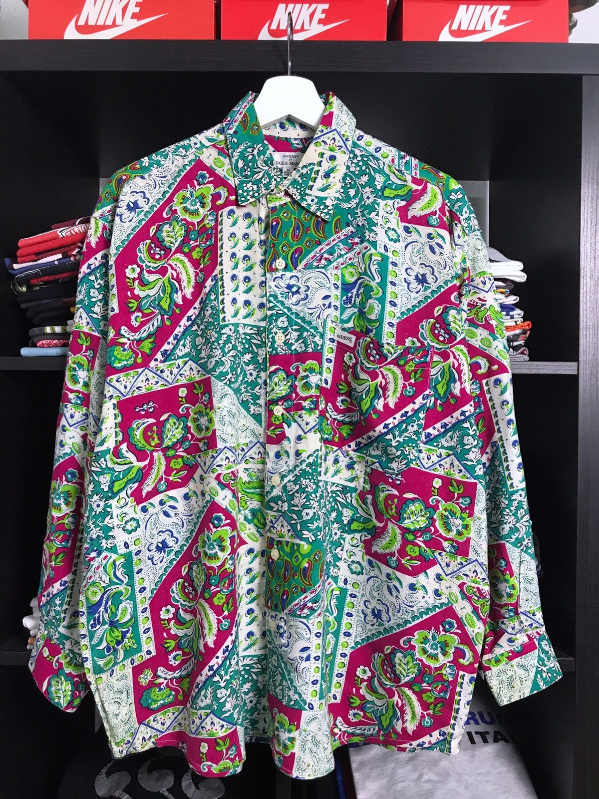 Georges Marciano Vintage 90s Guess Rayon Button Up L/s Shirt Georges Marciano Size US S / EU 44-46 / 1 - 1 Thumbnail