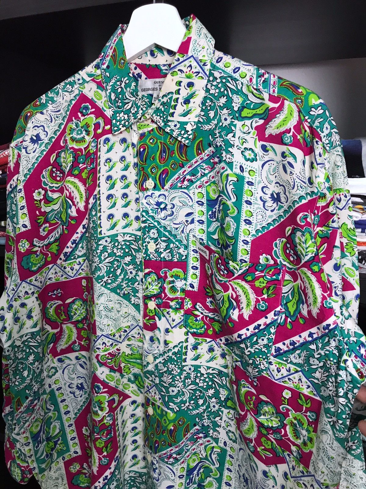 Georges Marciano Vintage 90s Guess Rayon Button Up L/s Shirt Georges Marciano Size US S / EU 44-46 / 1 - 3 Thumbnail