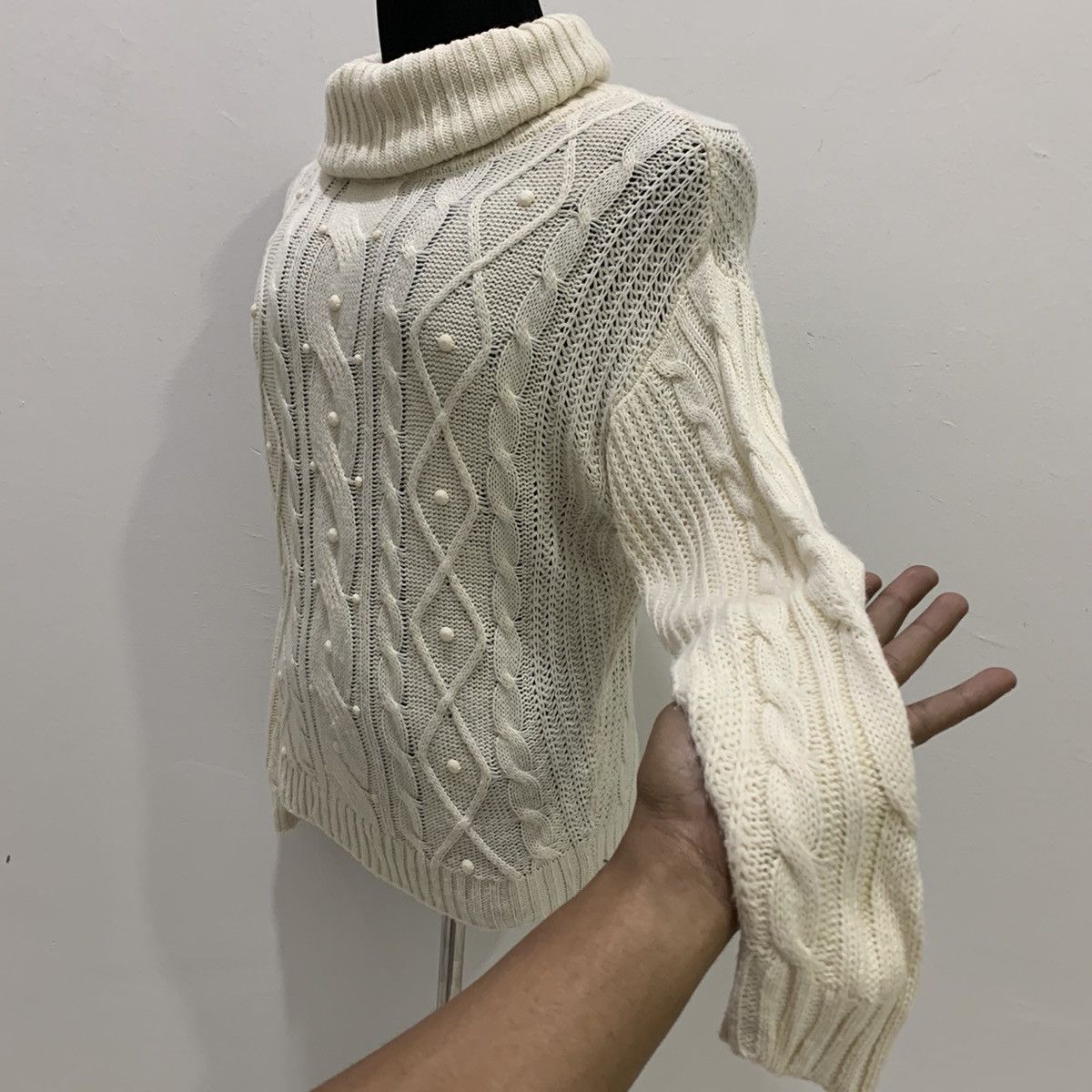 Aran Isles Knitwear × Designer ANNEBASKET Aran Twist Cable Crochet Turtleneck Knit Sweater Size US M / EU 48-50 / 2 - 6 Thumbnail