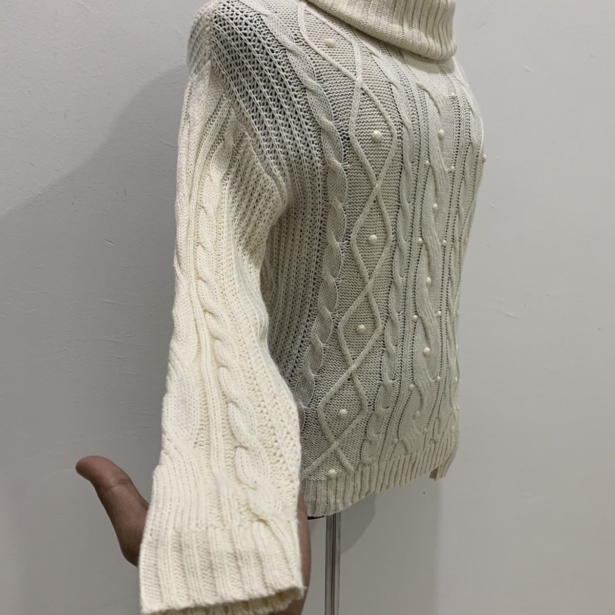 Aran Isles Knitwear × Designer ANNEBASKET Aran Twist Cable Crochet Turtleneck Knit Sweater Size US M / EU 48-50 / 2 - 5 Thumbnail