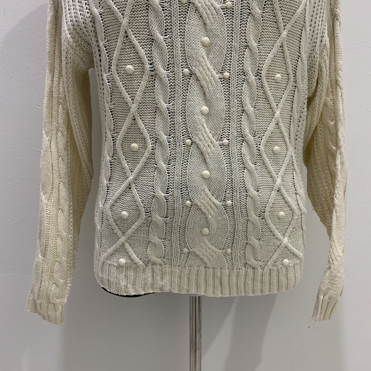 Aran Isles Knitwear × Designer ANNEBASKET Aran Twist Cable Crochet Turtleneck Knit Sweater Size US M / EU 48-50 / 2 - 4 Thumbnail