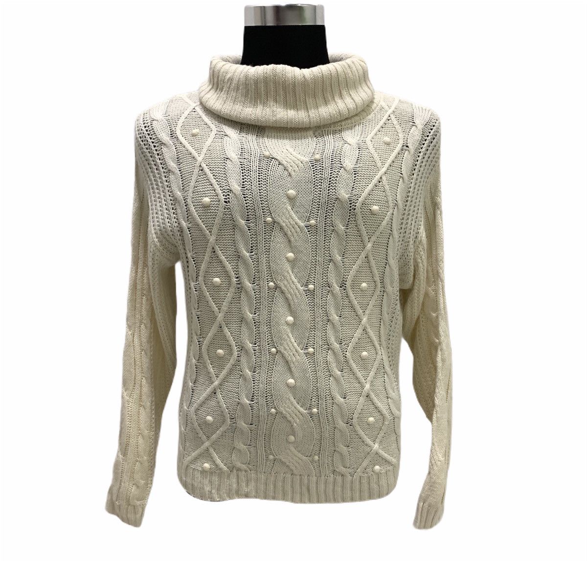 Aran Isles Knitwear × Designer ANNEBASKET Aran Twist Cable Crochet Turtleneck Knit Sweater Size US M / EU 48-50 / 2 - 1 Thumbnail