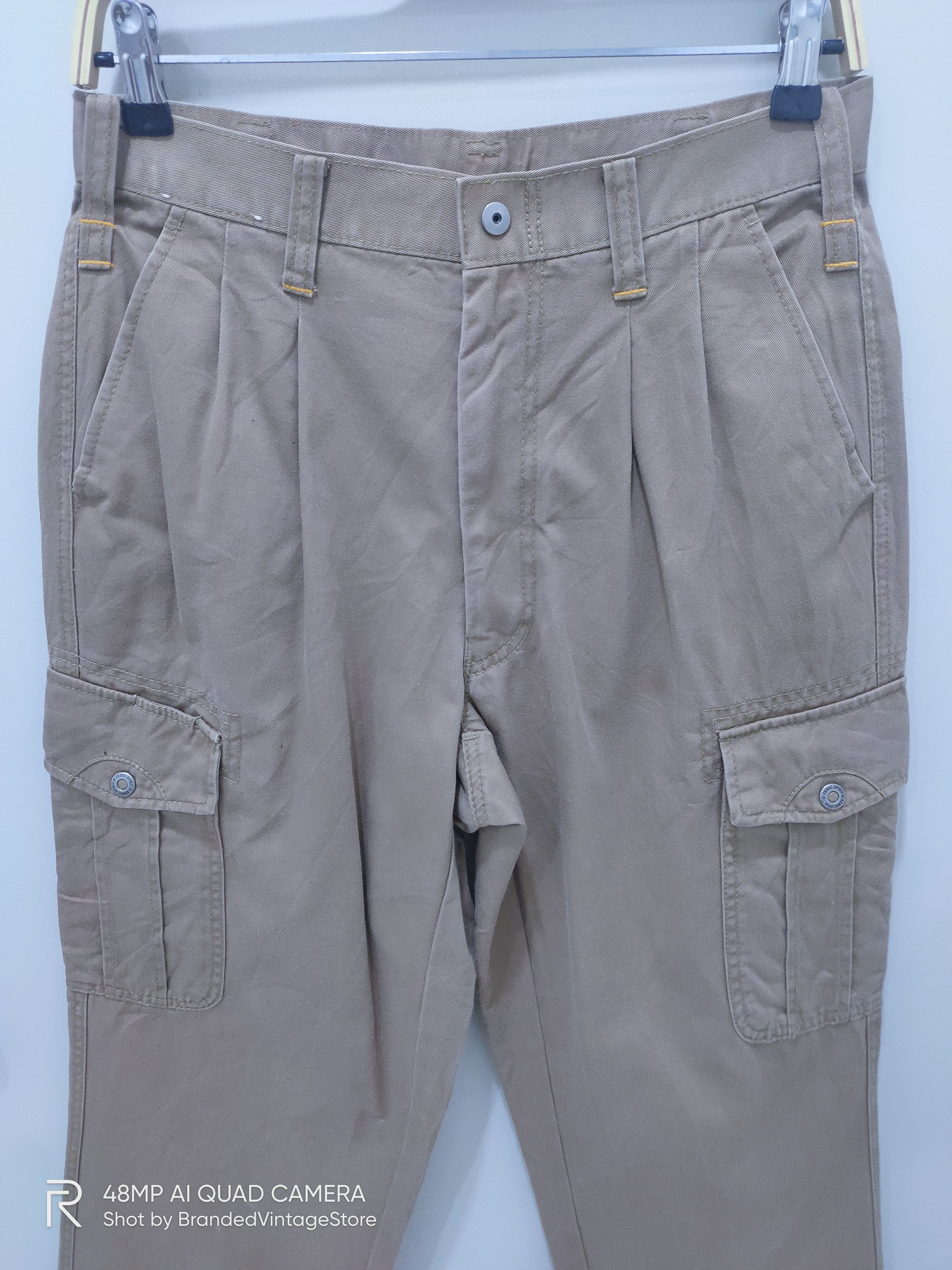 Japanese Brand XEBEC SPIRIT KAKUDA Multipocket Khaki Workwear Cargo Pants Size US 30 / EU 46 - 4 Thumbnail