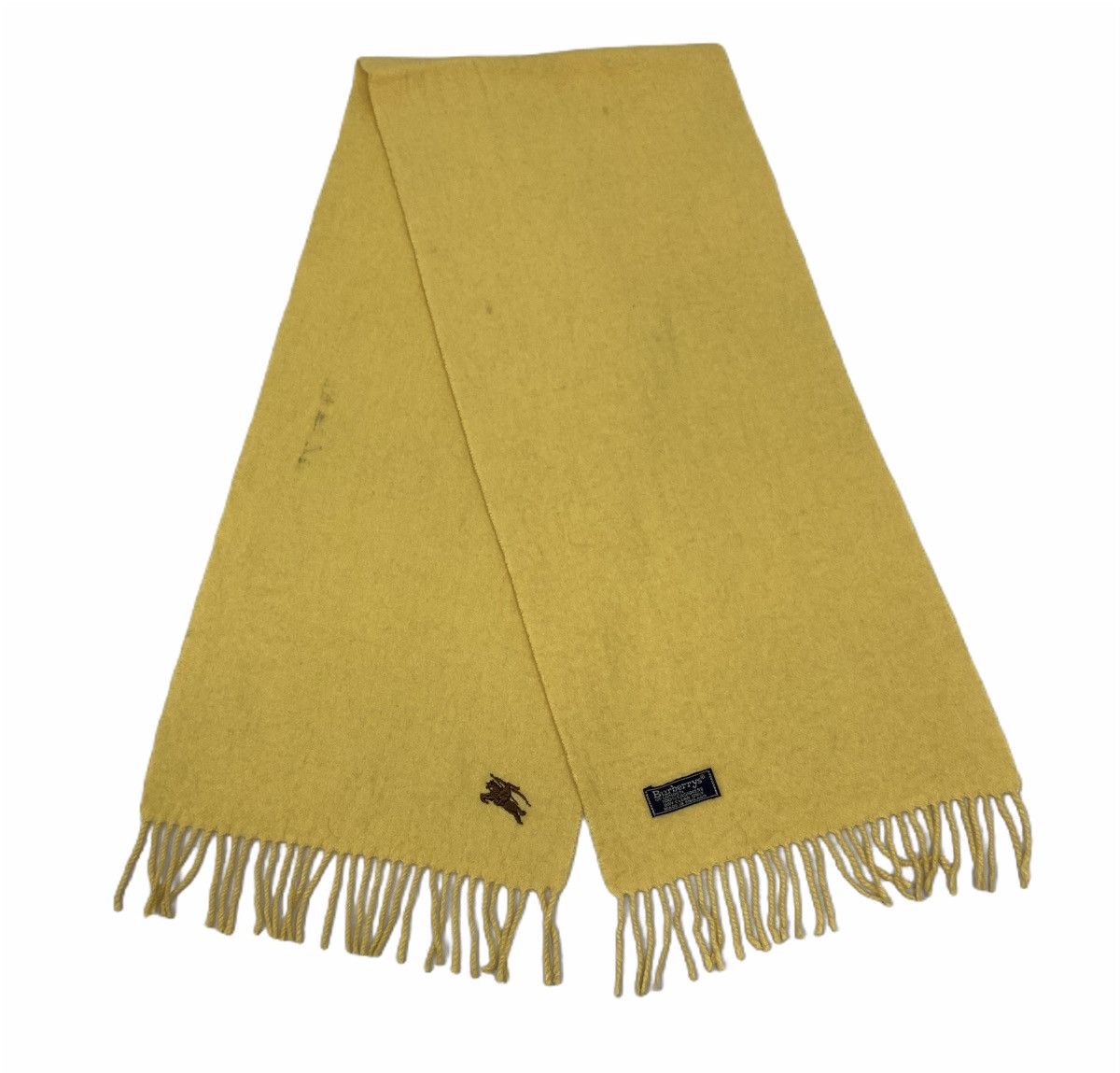 Burberry × Japanese Brand × Other BURBERRYS LONDON Plain Embroidered Logo Wool Muffler Scarf Size ONE SIZE - 3 Thumbnail